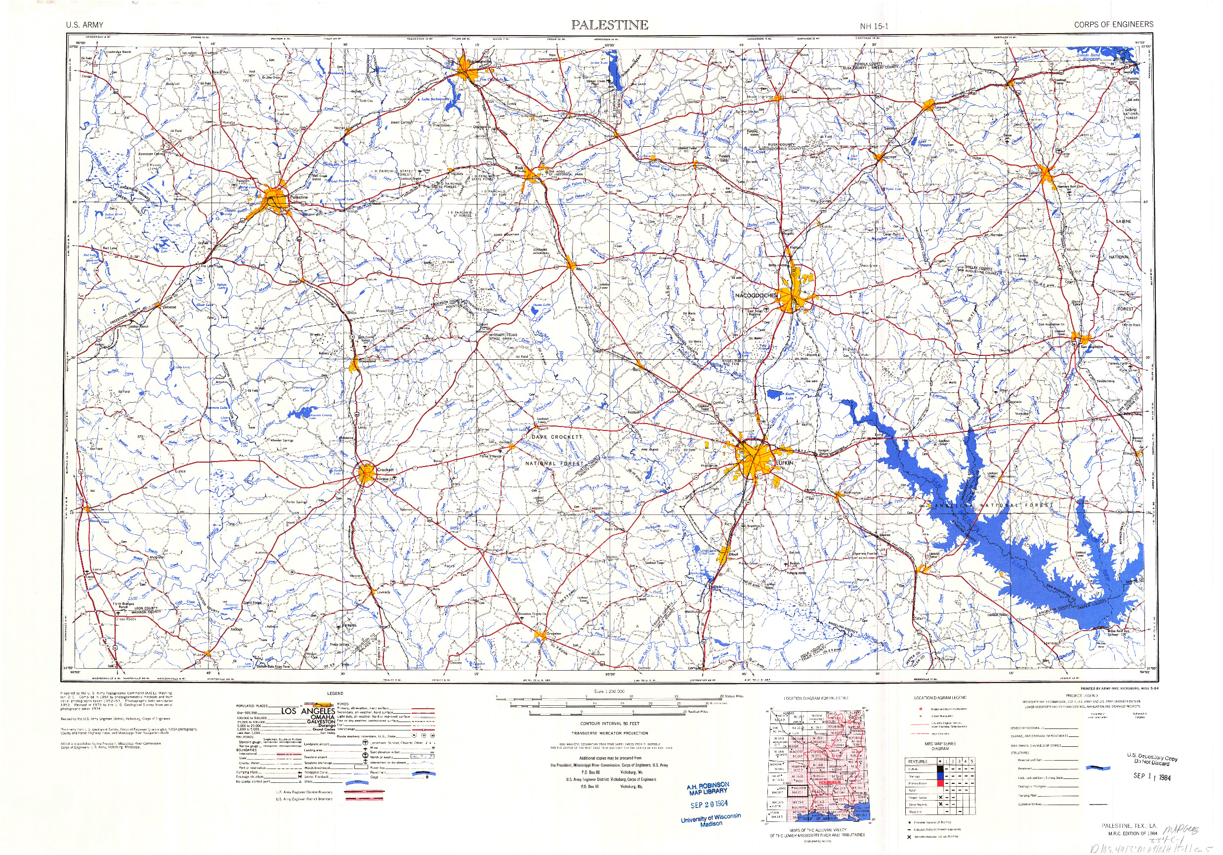 USGS 1:250000-SCALE QUADRANGLE FOR PALESTINE, TX 1984