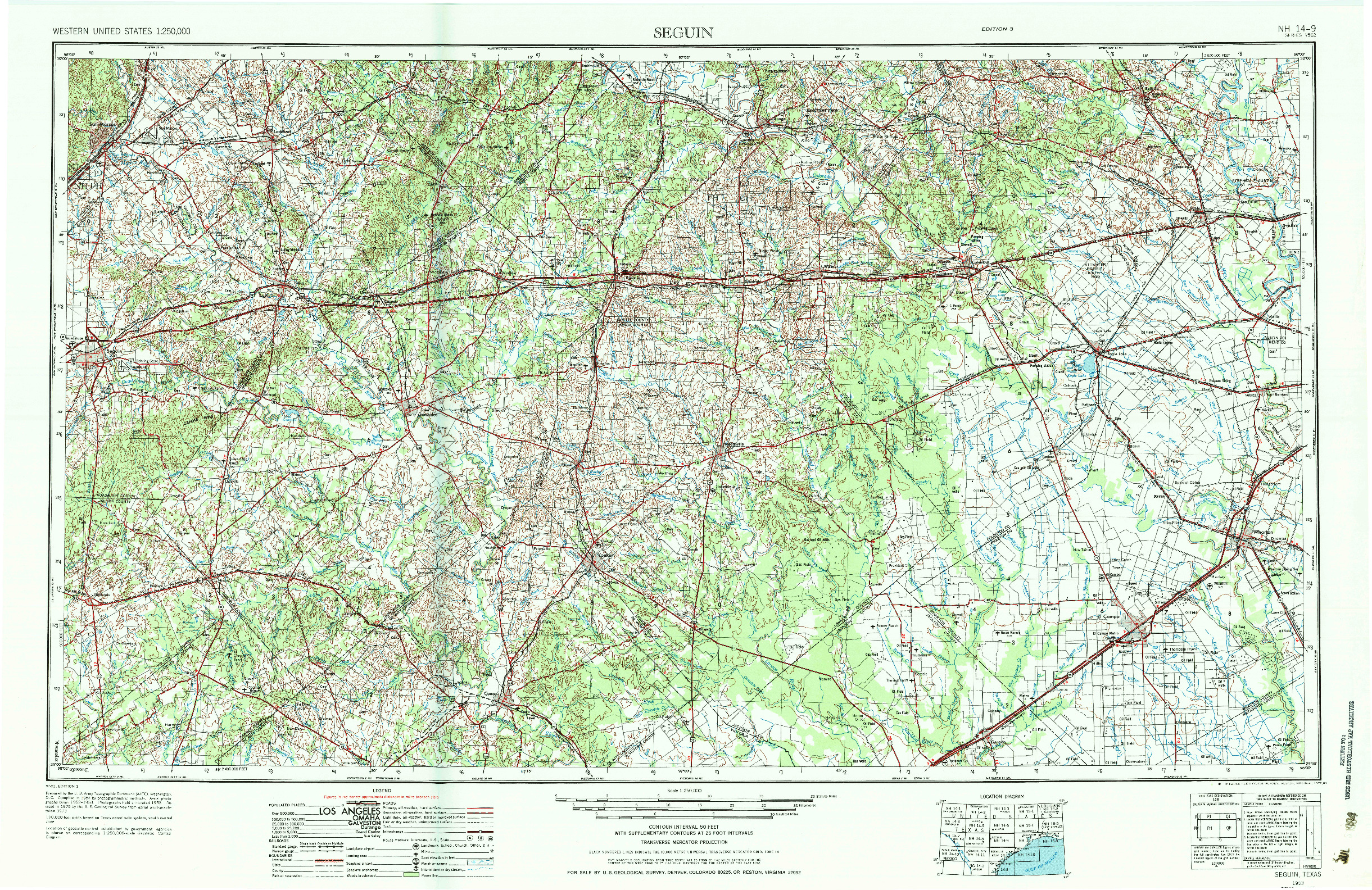 USGS 1:250000-SCALE QUADRANGLE FOR SEGUIN, TX 1953