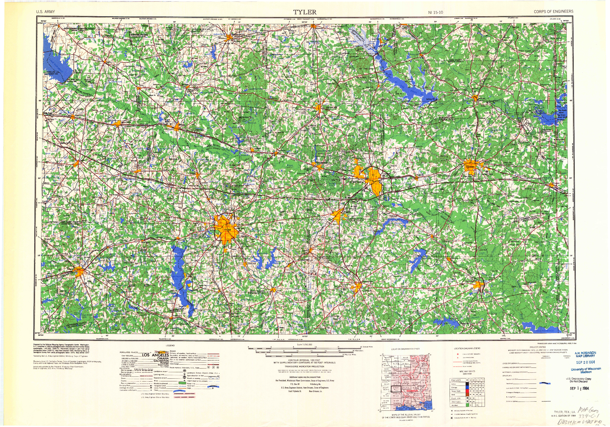 USGS 1:250000-SCALE QUADRANGLE FOR TYLER, TX 1984