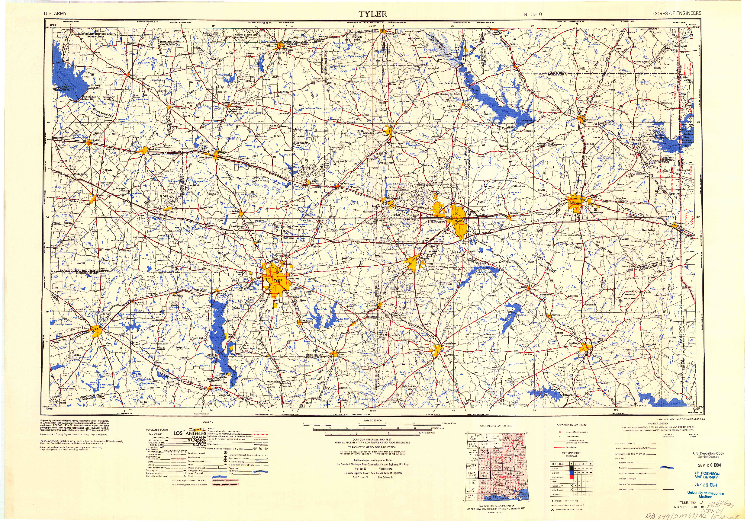 USGS 1:250000-SCALE QUADRANGLE FOR TYLER, TX 1984