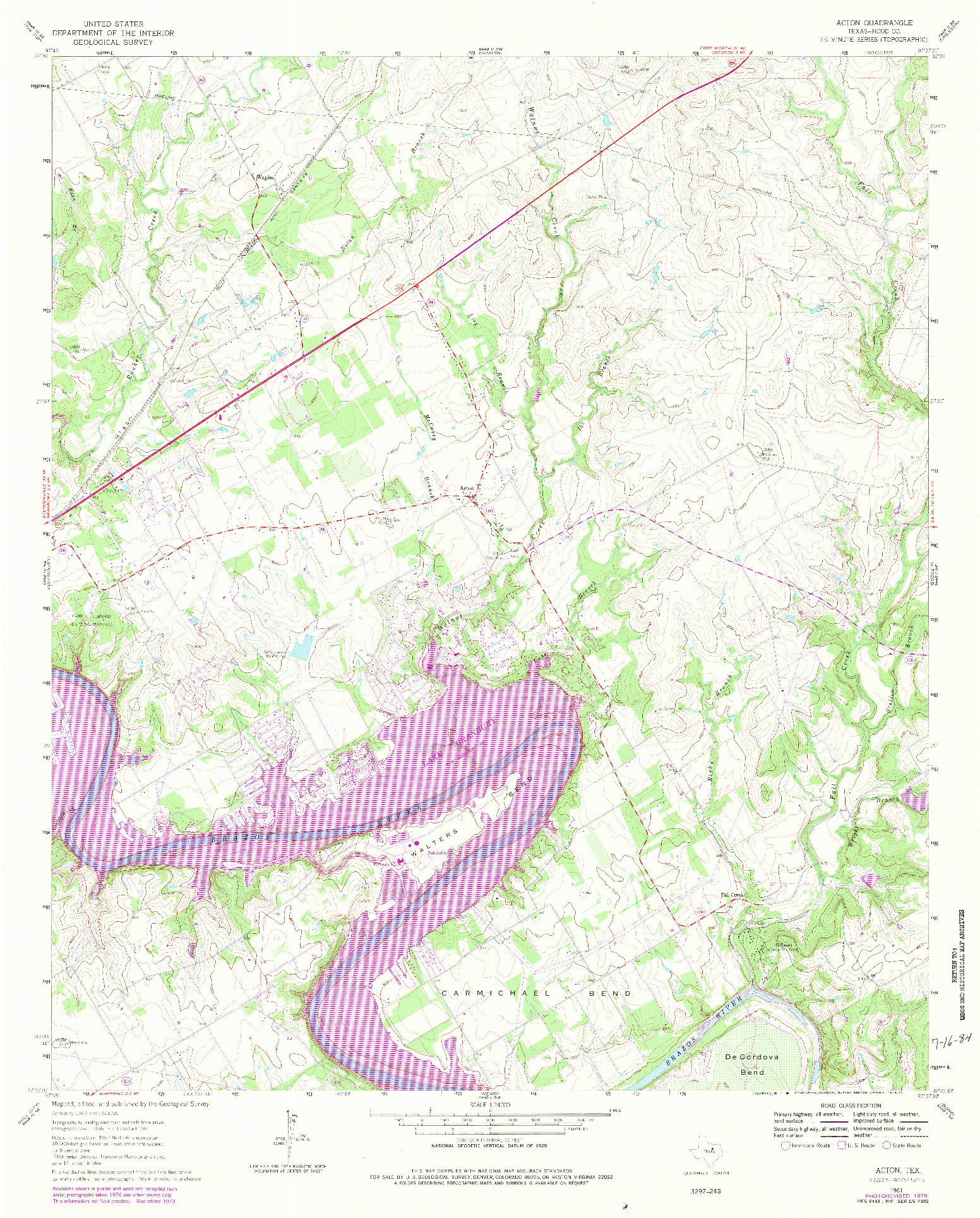 USGS 1:24000-SCALE QUADRANGLE FOR ACTON, TX 1961