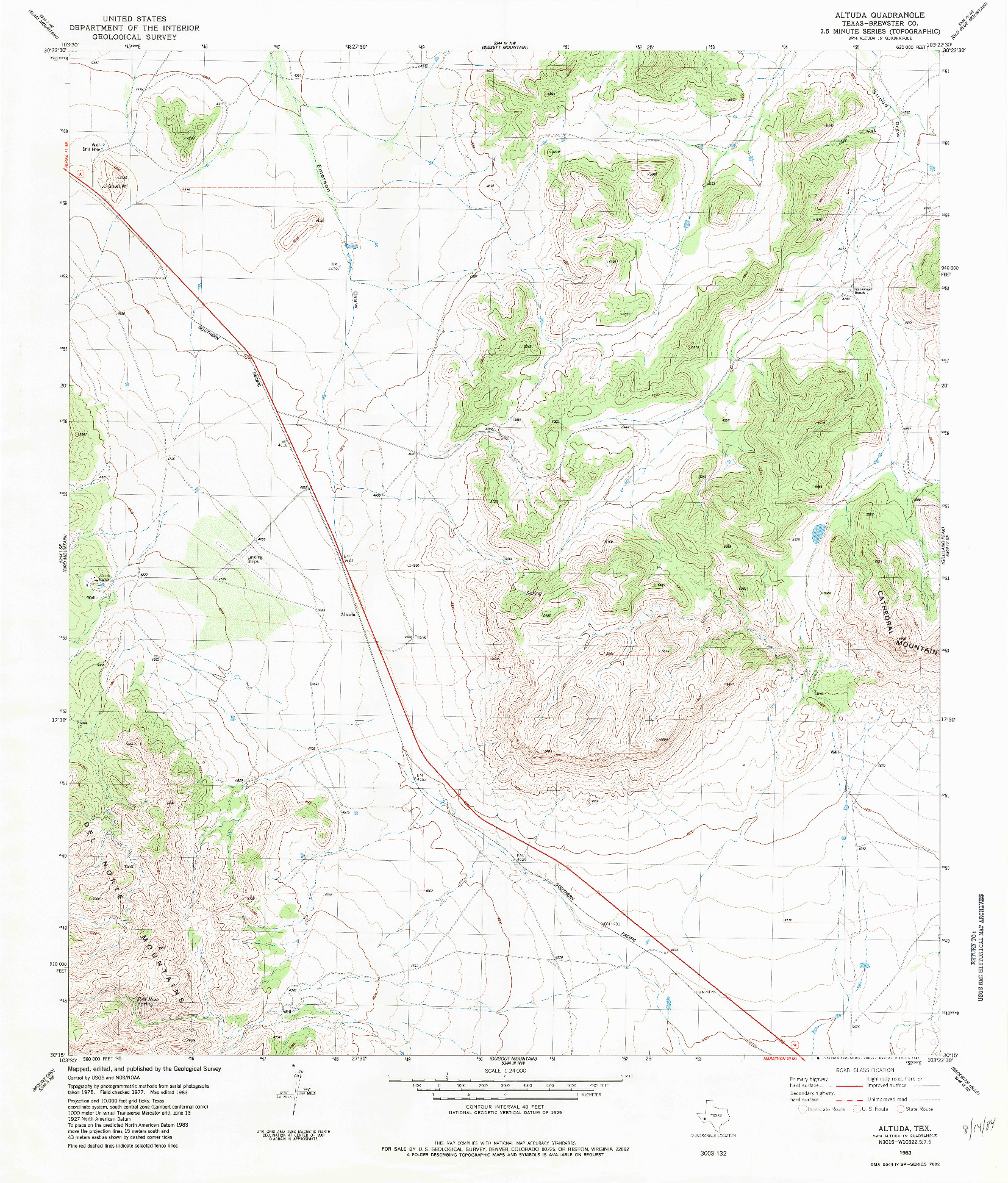 USGS 1:24000-SCALE QUADRANGLE FOR ALTUDA, TX 1983