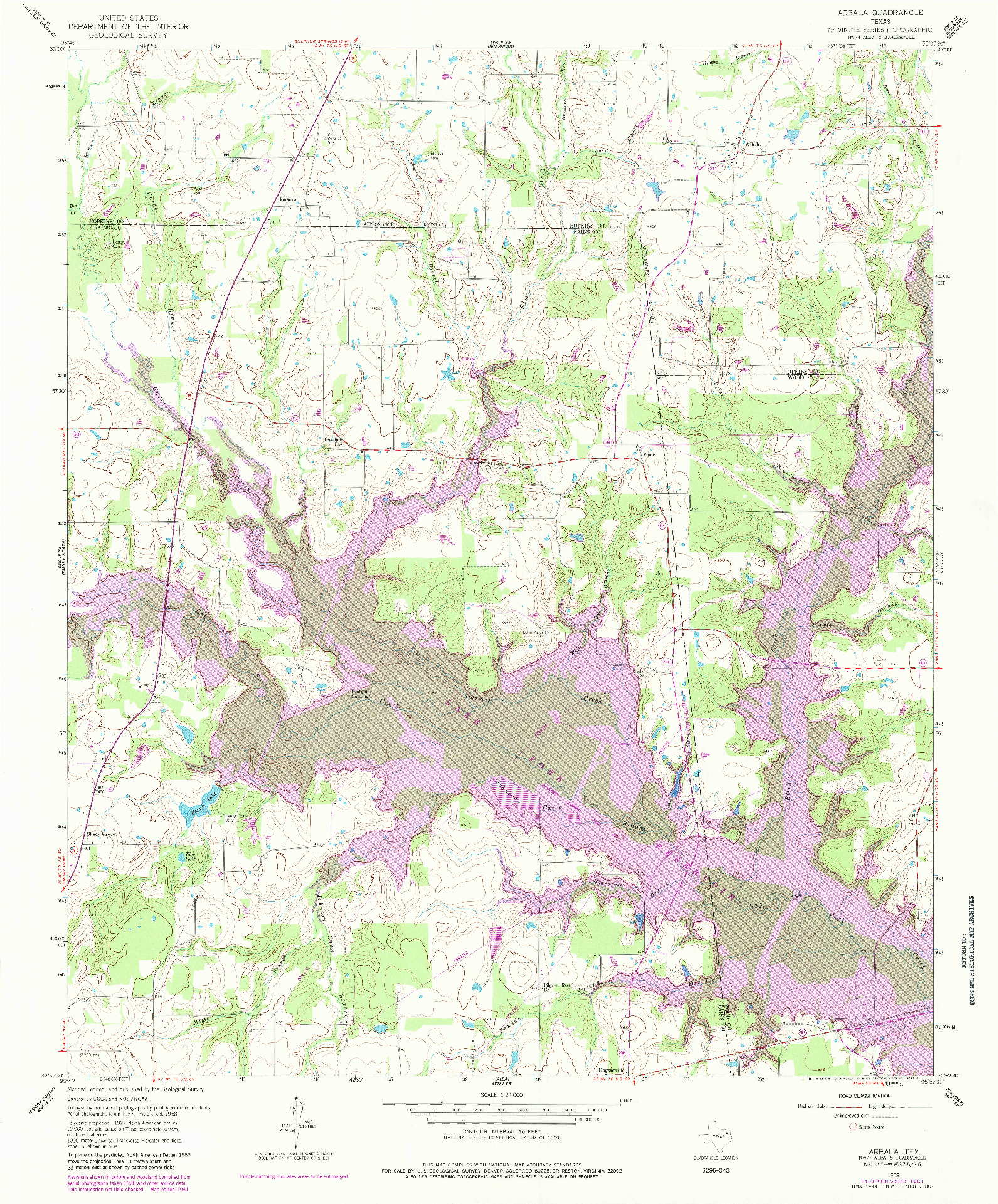 USGS 1:24000-SCALE QUADRANGLE FOR ARBALA, TX 1958