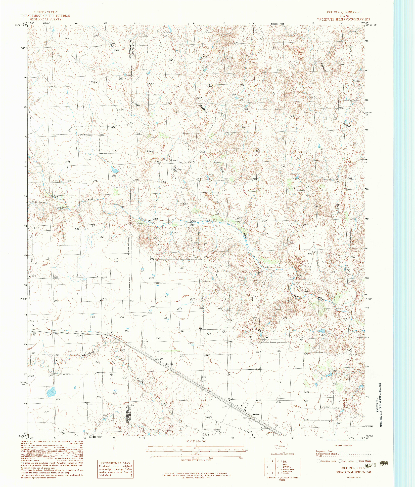 USGS 1:24000-SCALE QUADRANGLE FOR ASHTOLA, TX 1983