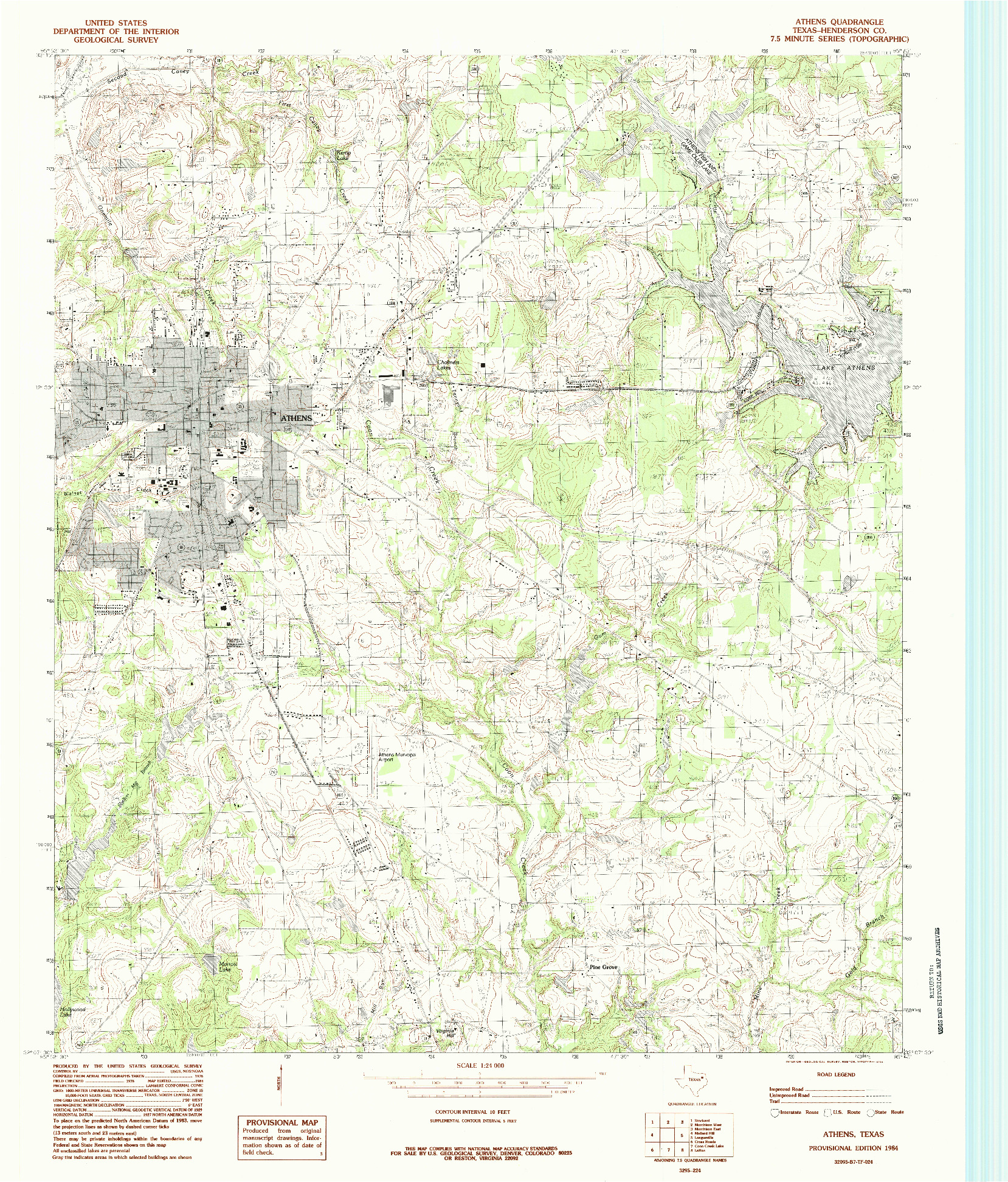 USGS 1:24000-SCALE QUADRANGLE FOR ATHENS, TX 1984