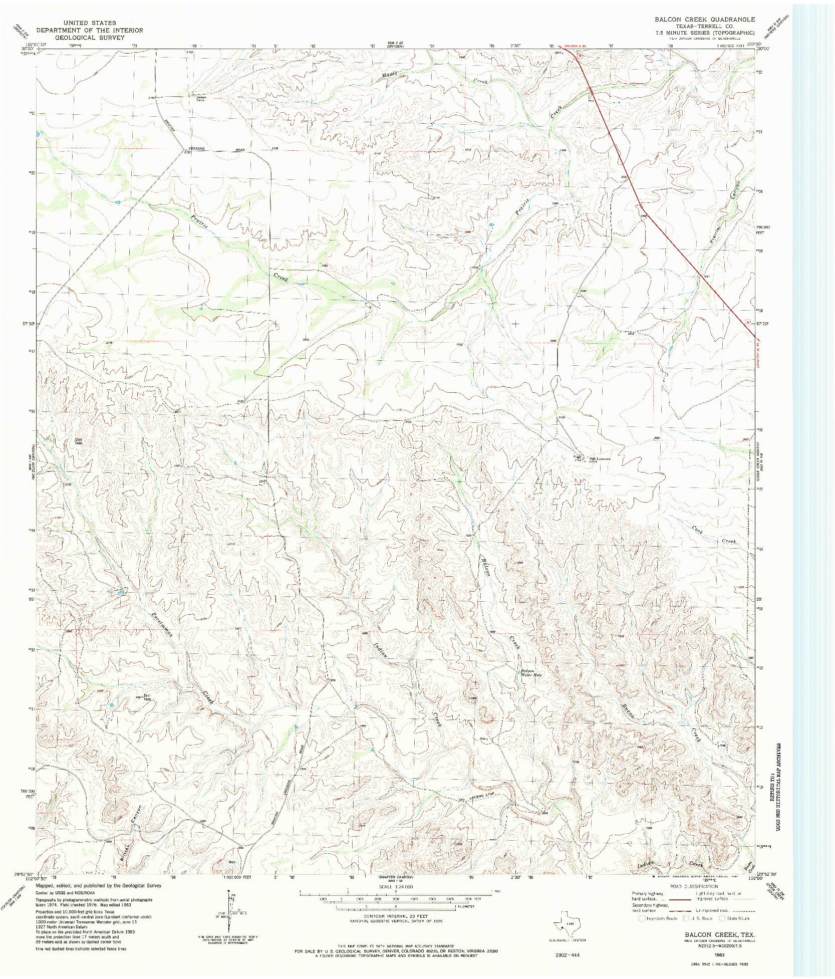 USGS 1:24000-SCALE QUADRANGLE FOR BALCON CREEK, TX 1983