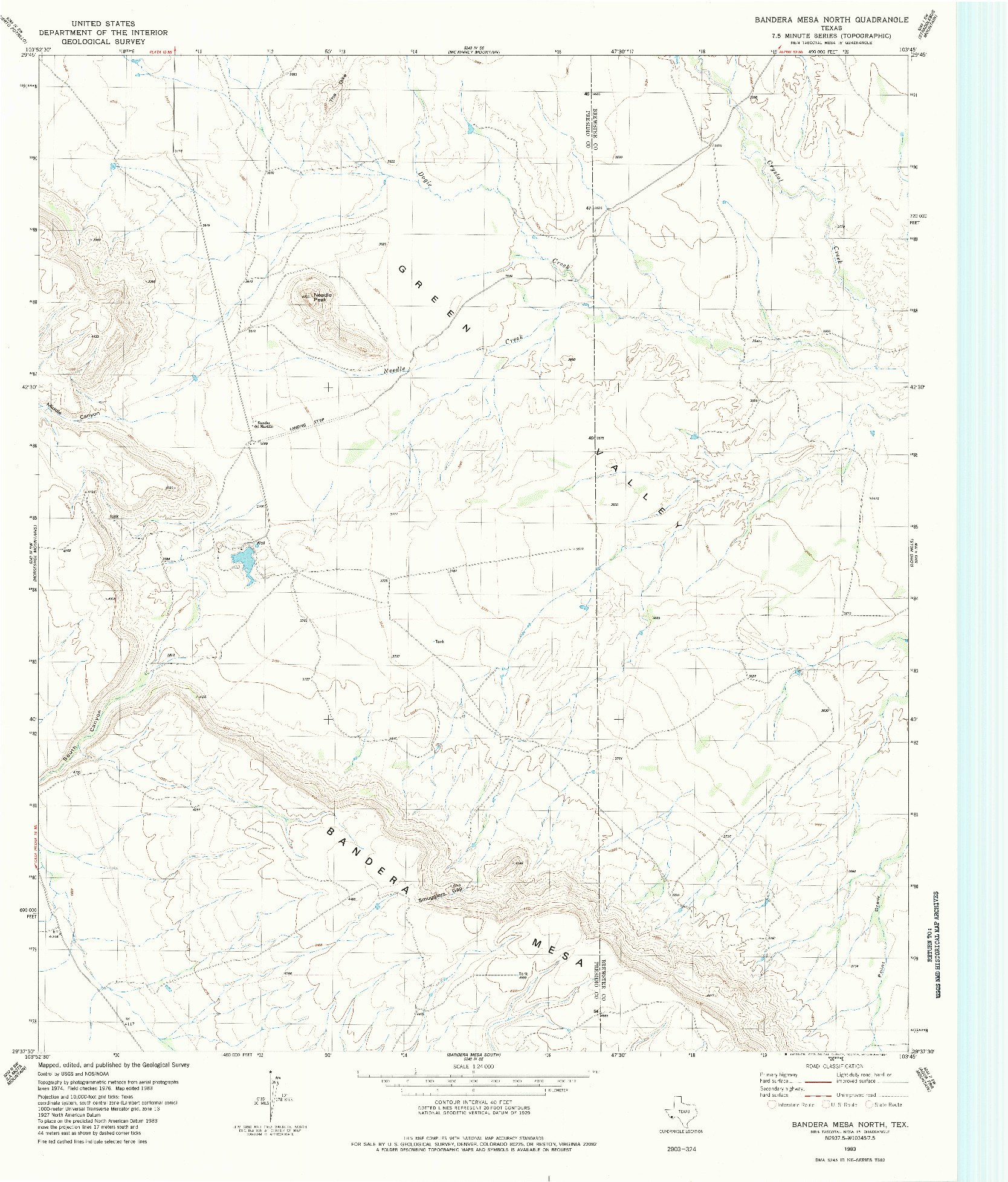 USGS 1:24000-SCALE QUADRANGLE FOR BANDERA MESA NORTH, TX 1983