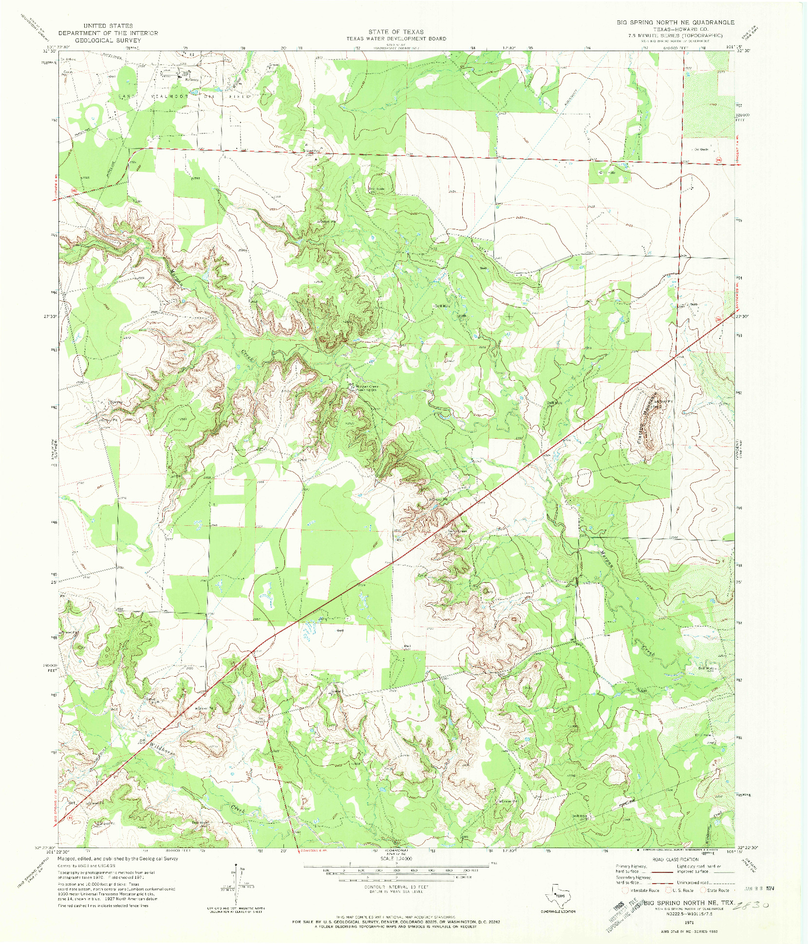 USGS 1:24000-SCALE QUADRANGLE FOR BIG SPRING NORTH NE, TX 1954