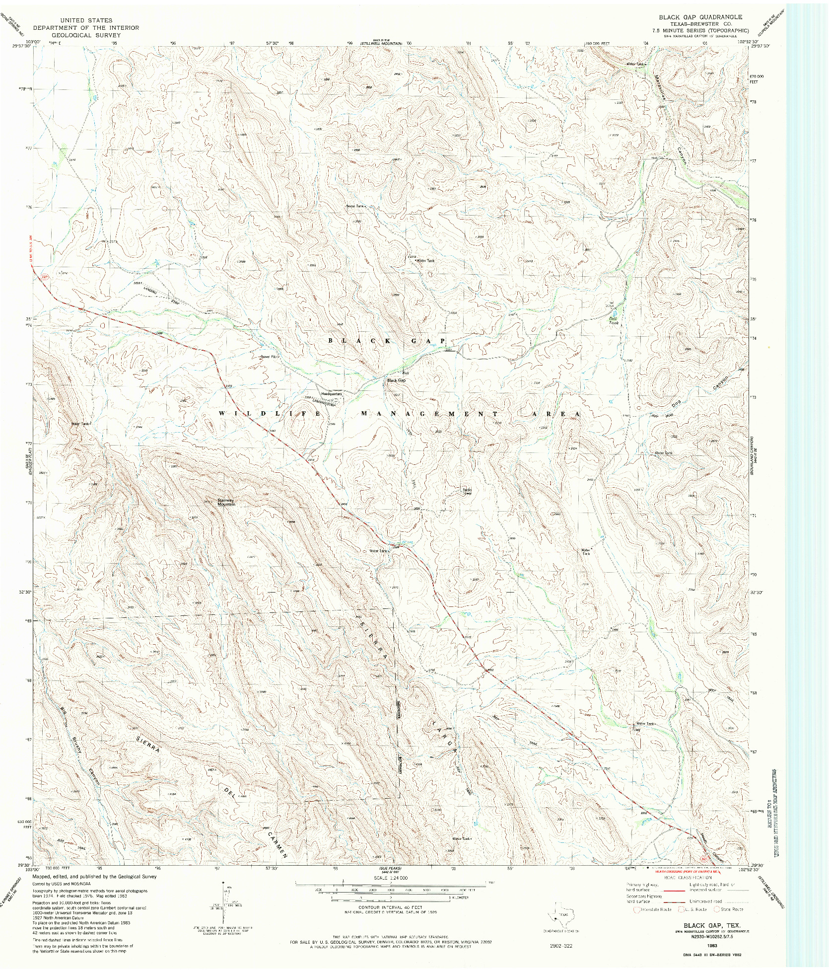 USGS 1:24000-SCALE QUADRANGLE FOR BLACK GAP, TX 1983