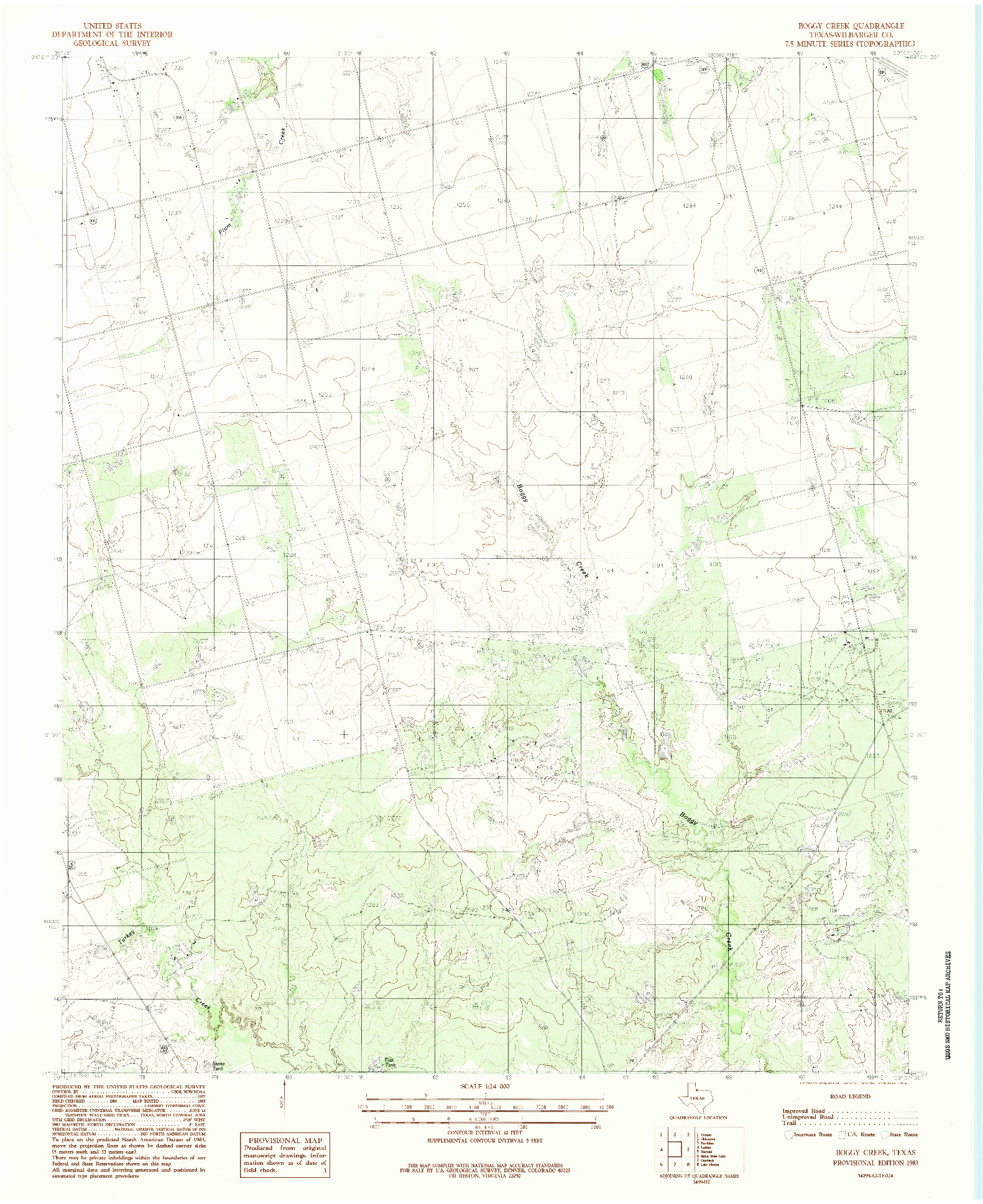 USGS 1:24000-SCALE QUADRANGLE FOR BOGGY CREEK, TX 1983