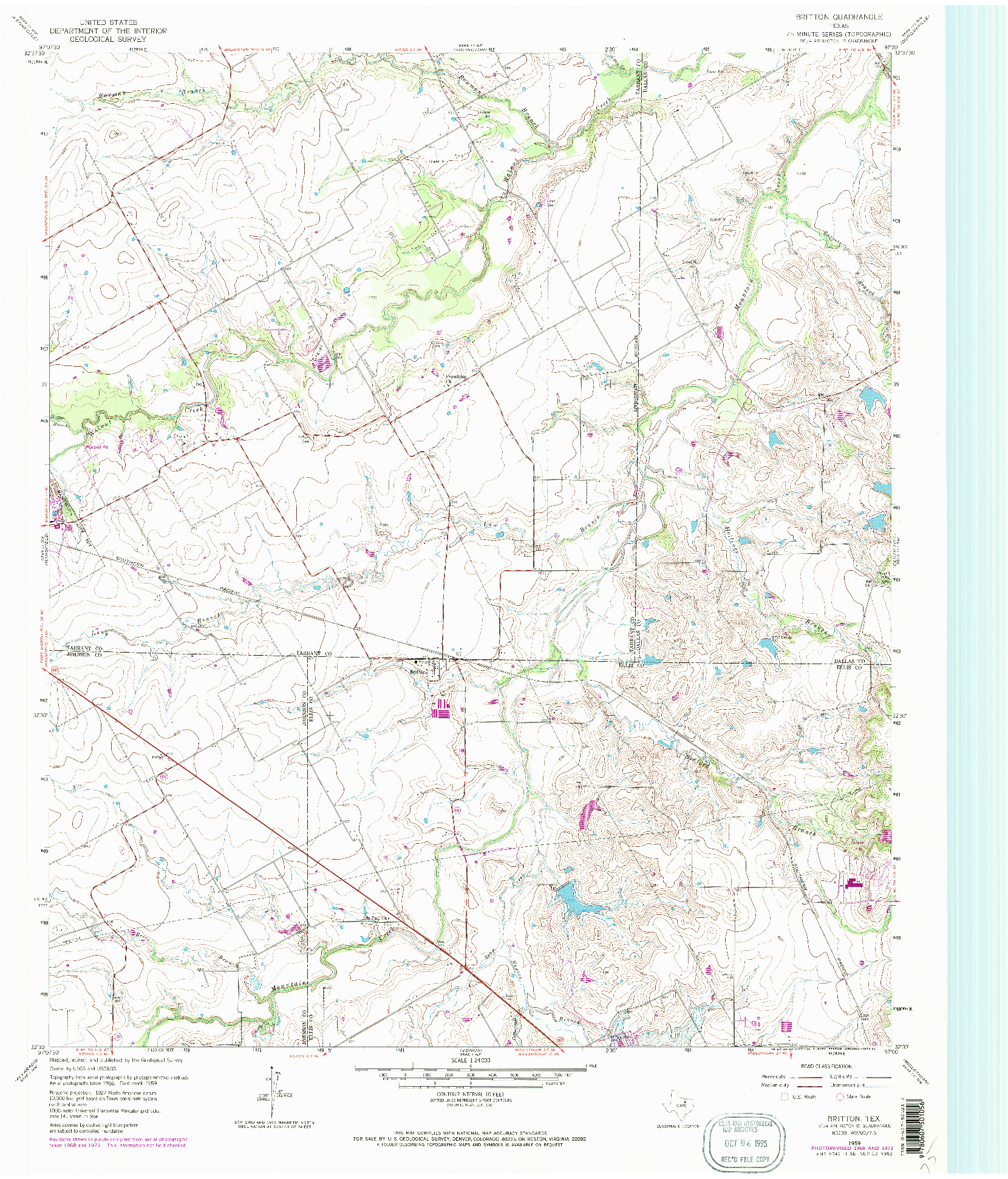 USGS 1:24000-SCALE QUADRANGLE FOR BRITTON, TX 1959