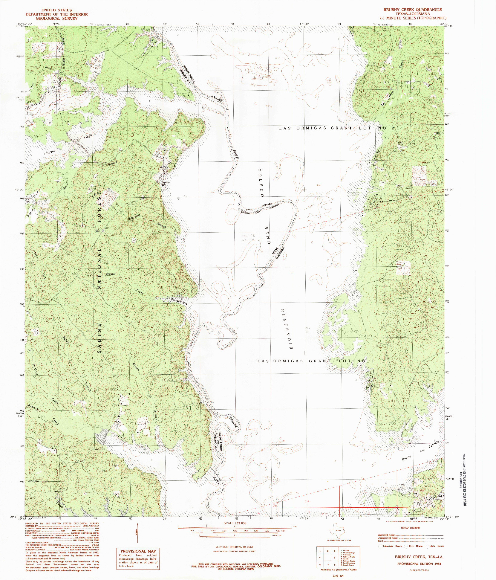 USGS 1:24000-SCALE QUADRANGLE FOR BRUSHY CREEK, TX 1984