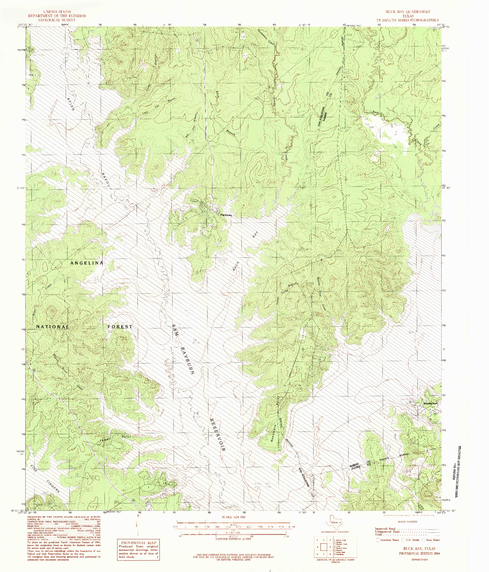 USGS 1:24000-SCALE QUADRANGLE FOR BUCK BAY, TX 1984