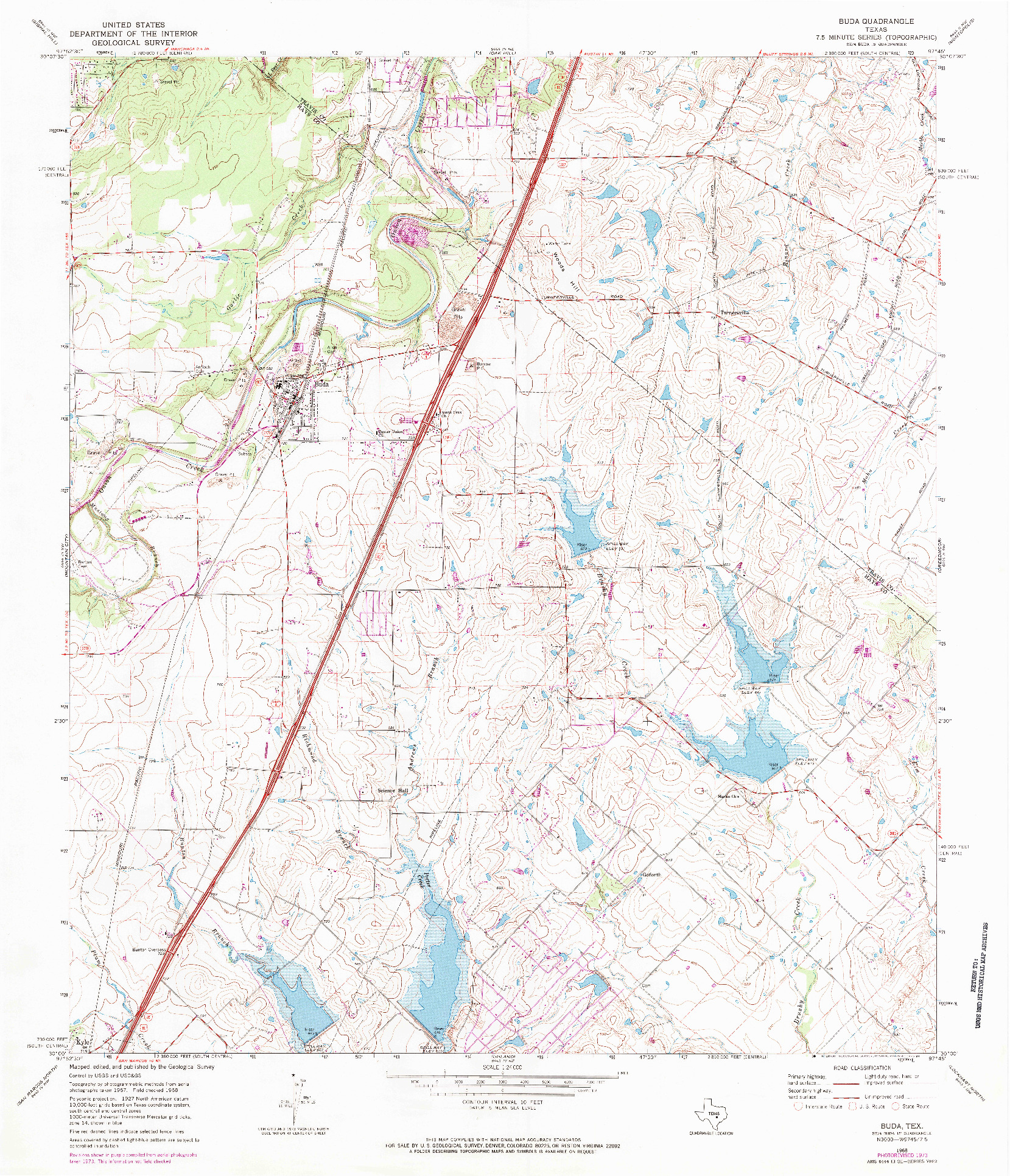 USGS 1:24000-SCALE QUADRANGLE FOR BUDA, TX 1968