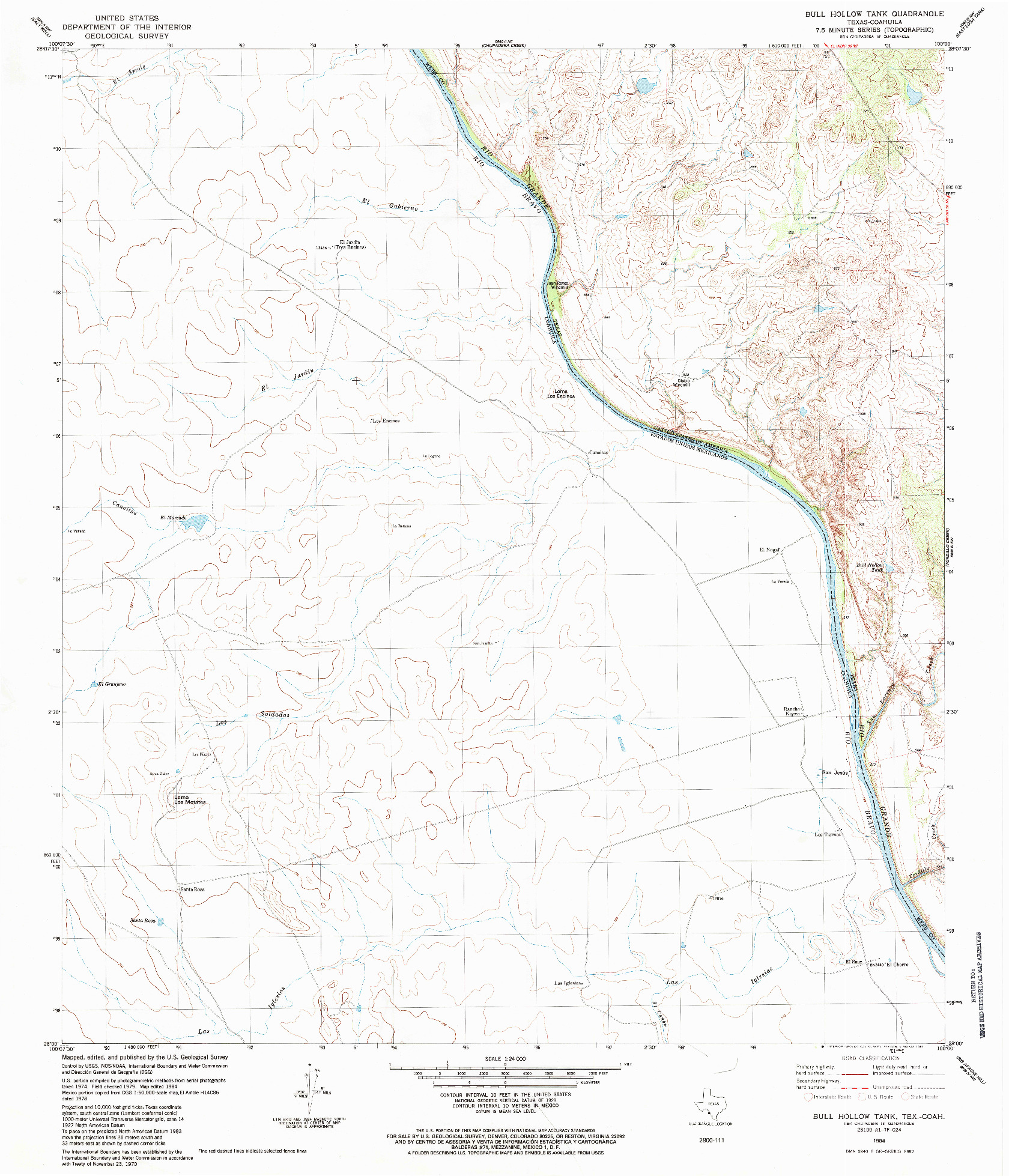 USGS 1:24000-SCALE QUADRANGLE FOR BULL HOLLOW TANK, TX 1984