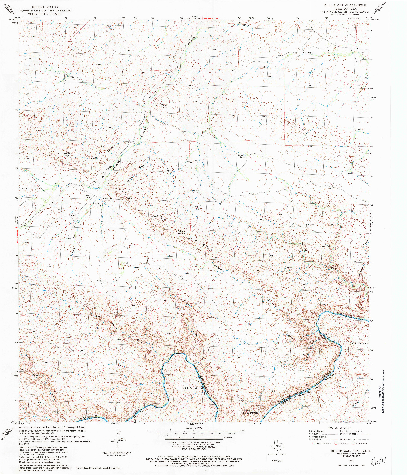 USGS 1:24000-SCALE QUADRANGLE FOR BULLIS GAP, TX 1983