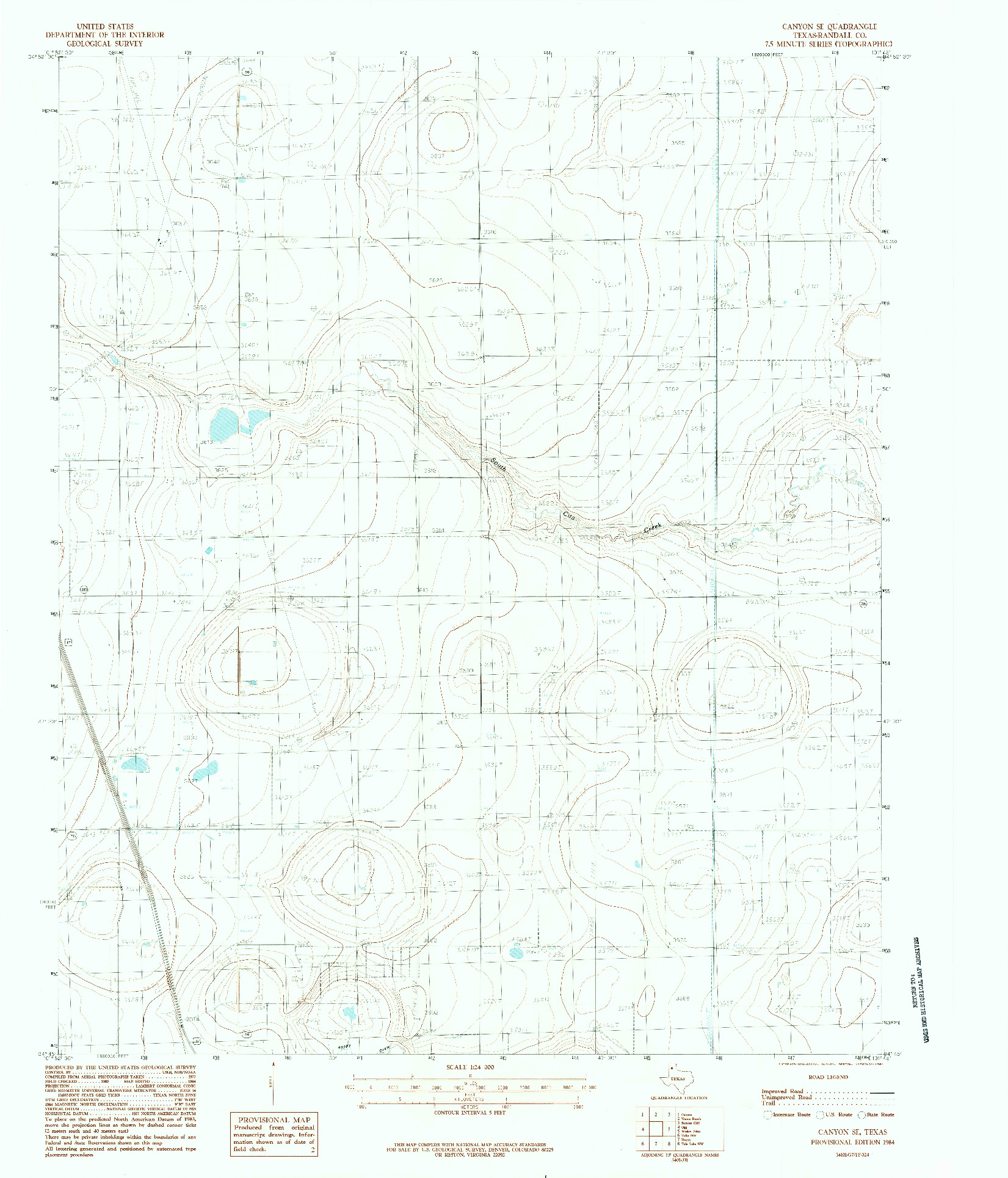 USGS 1:24000-SCALE QUADRANGLE FOR CANYON SE, TX 1984