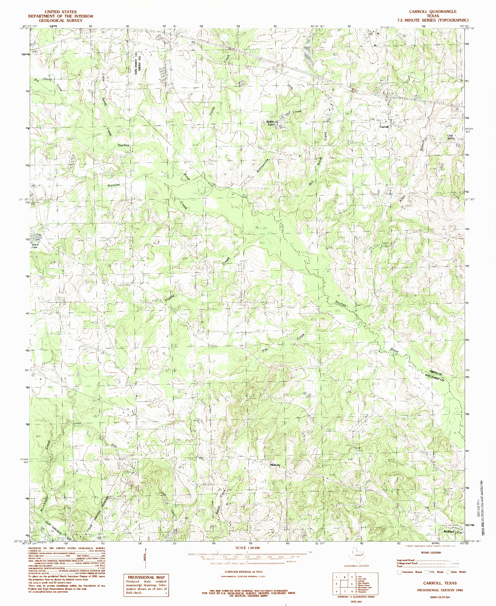 USGS 1:24000-SCALE QUADRANGLE FOR CARROLL, TX 1984