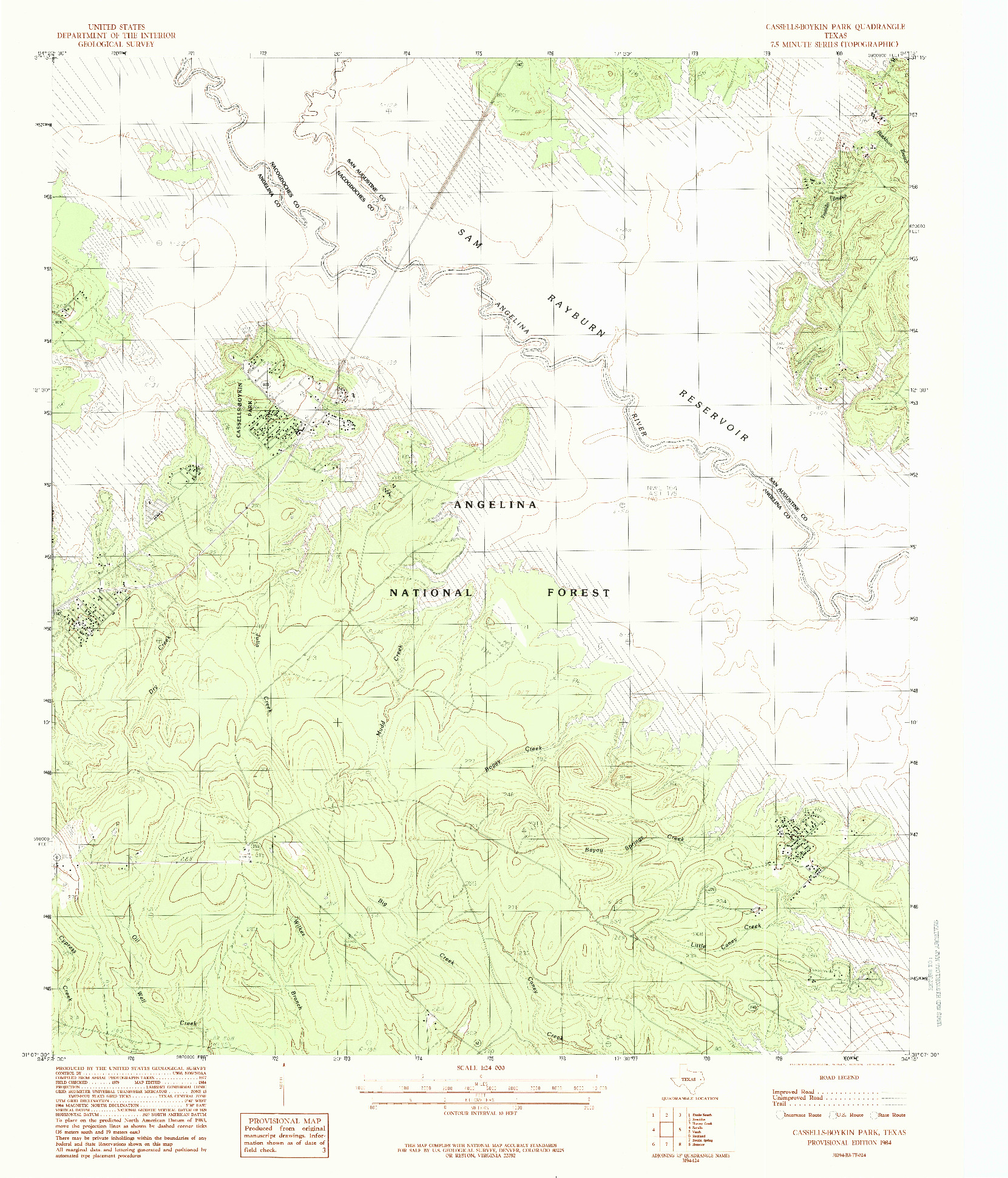 USGS 1:24000-SCALE QUADRANGLE FOR CASSELLS-BOYKIN PARK, TX 1984