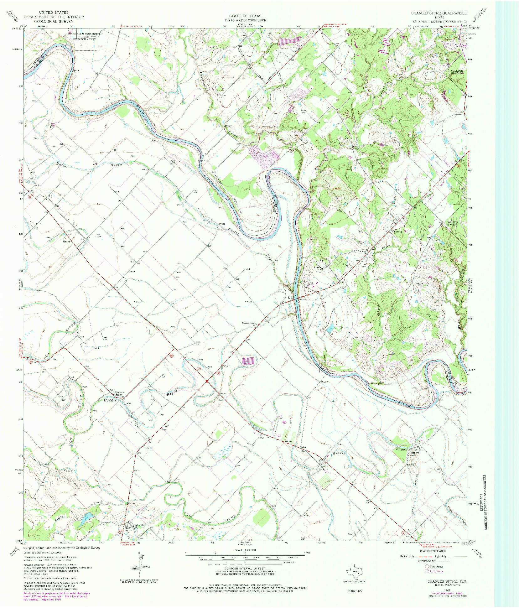 USGS 1:24000-SCALE QUADRANGLE FOR CHANCES STORE, TX 1962