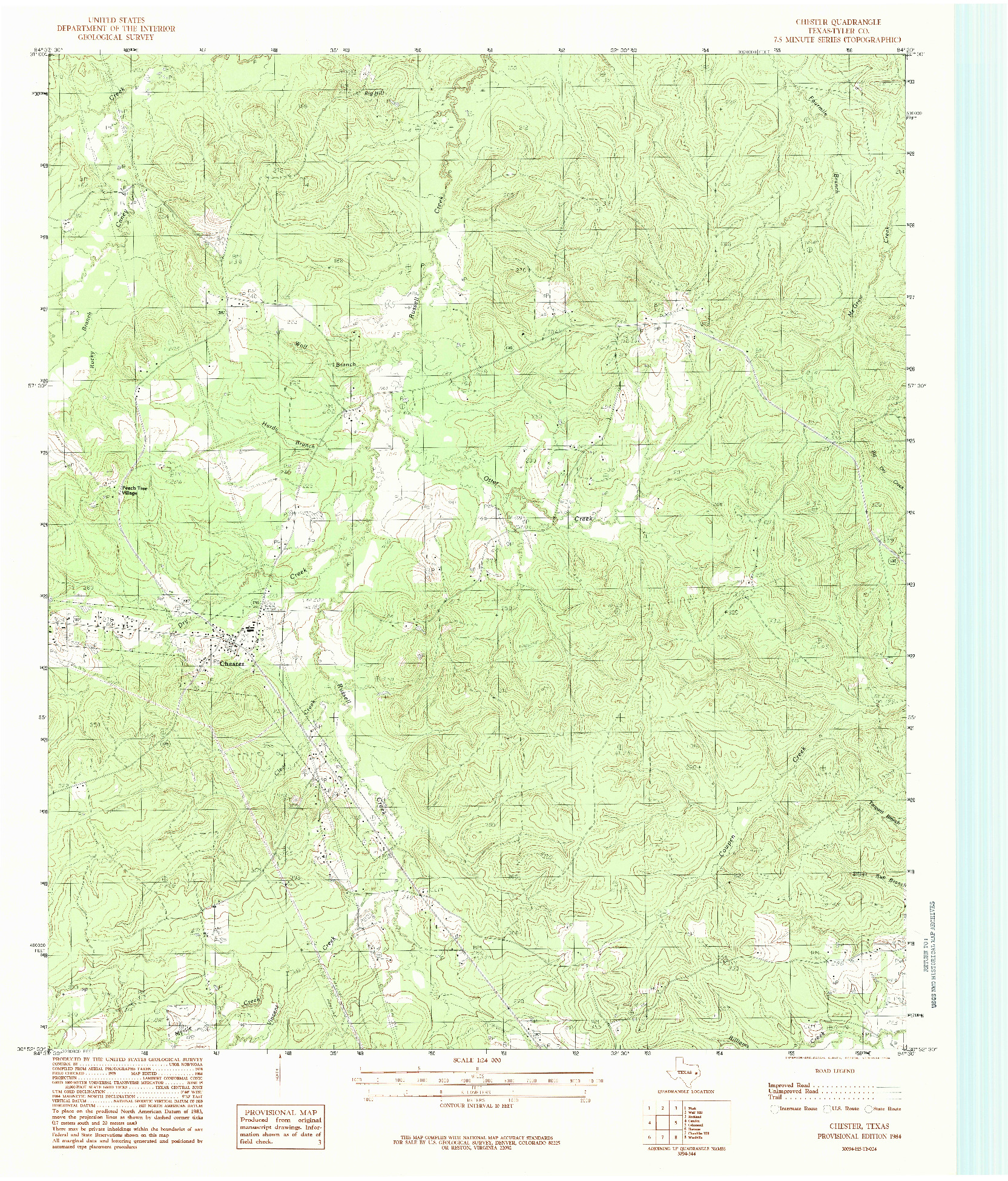 USGS 1:24000-SCALE QUADRANGLE FOR CHESTER, TX 1984
