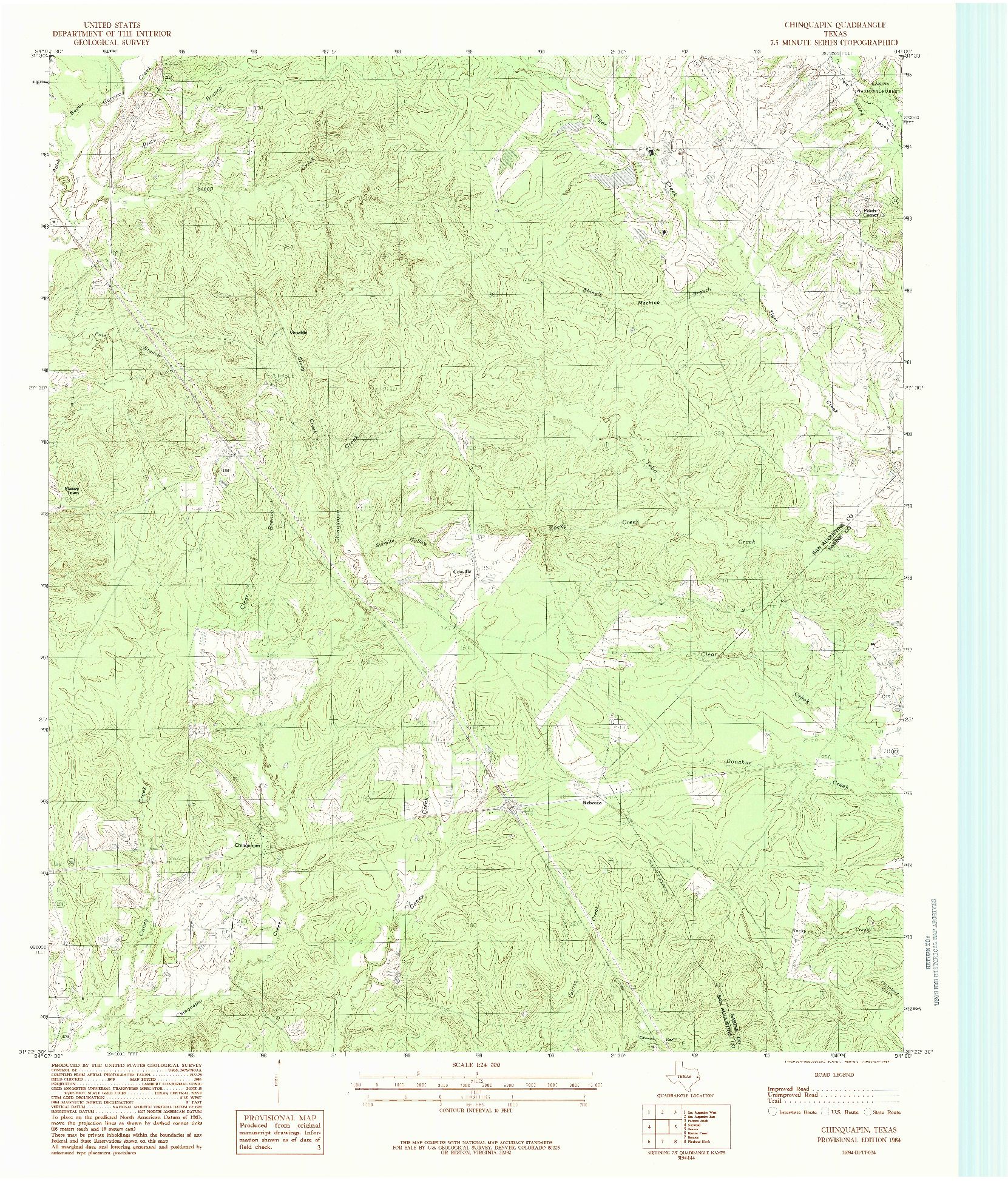 USGS 1:24000-SCALE QUADRANGLE FOR CHINQUAPIN, TX 1984