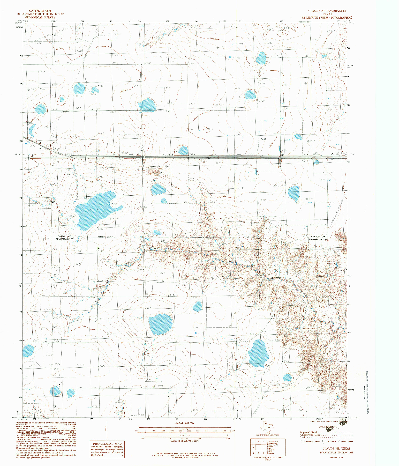 USGS 1:24000-SCALE QUADRANGLE FOR CLAUDE NE, TX 1983