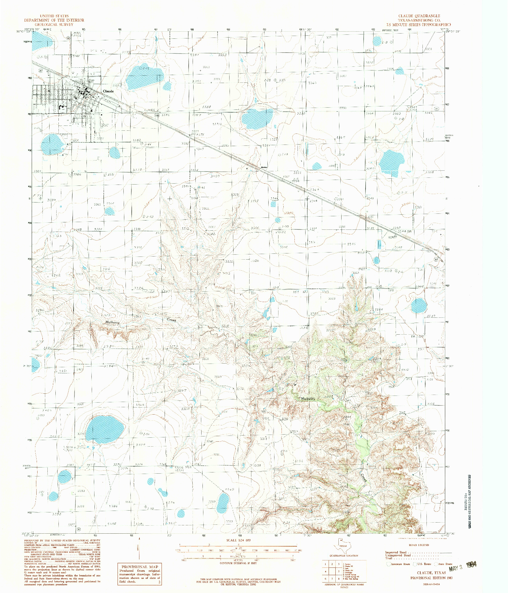 USGS 1:24000-SCALE QUADRANGLE FOR CLAUDE, TX 1983