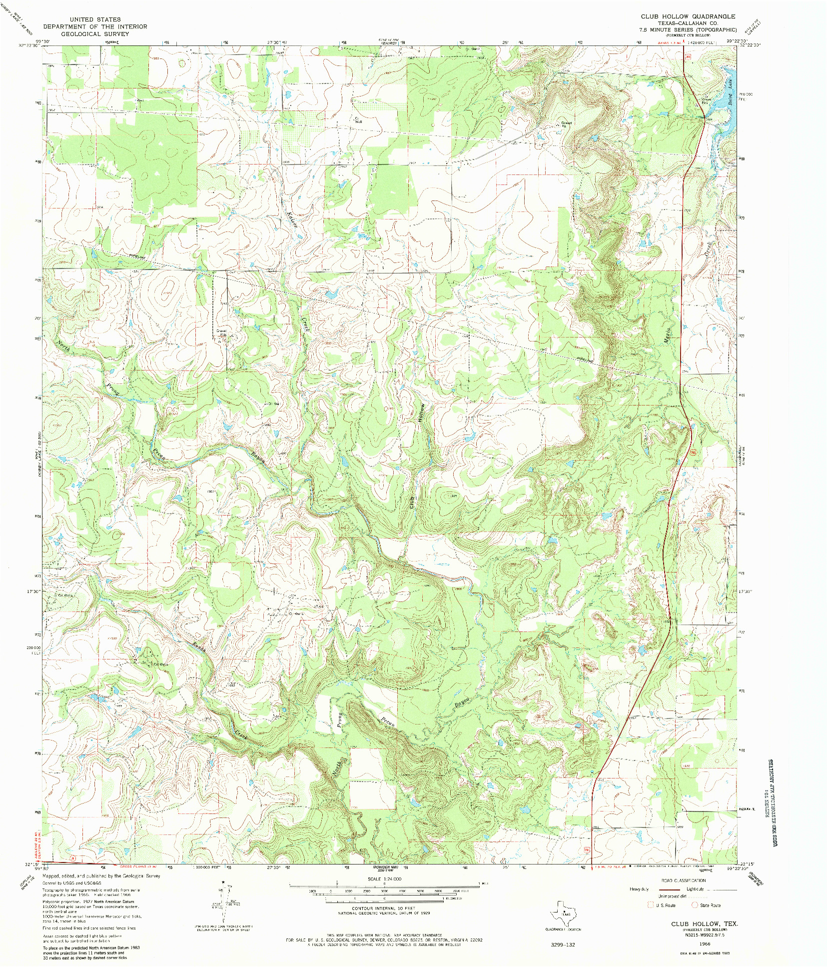 USGS 1:24000-SCALE QUADRANGLE FOR CLUB HOLLOW, TX 1966