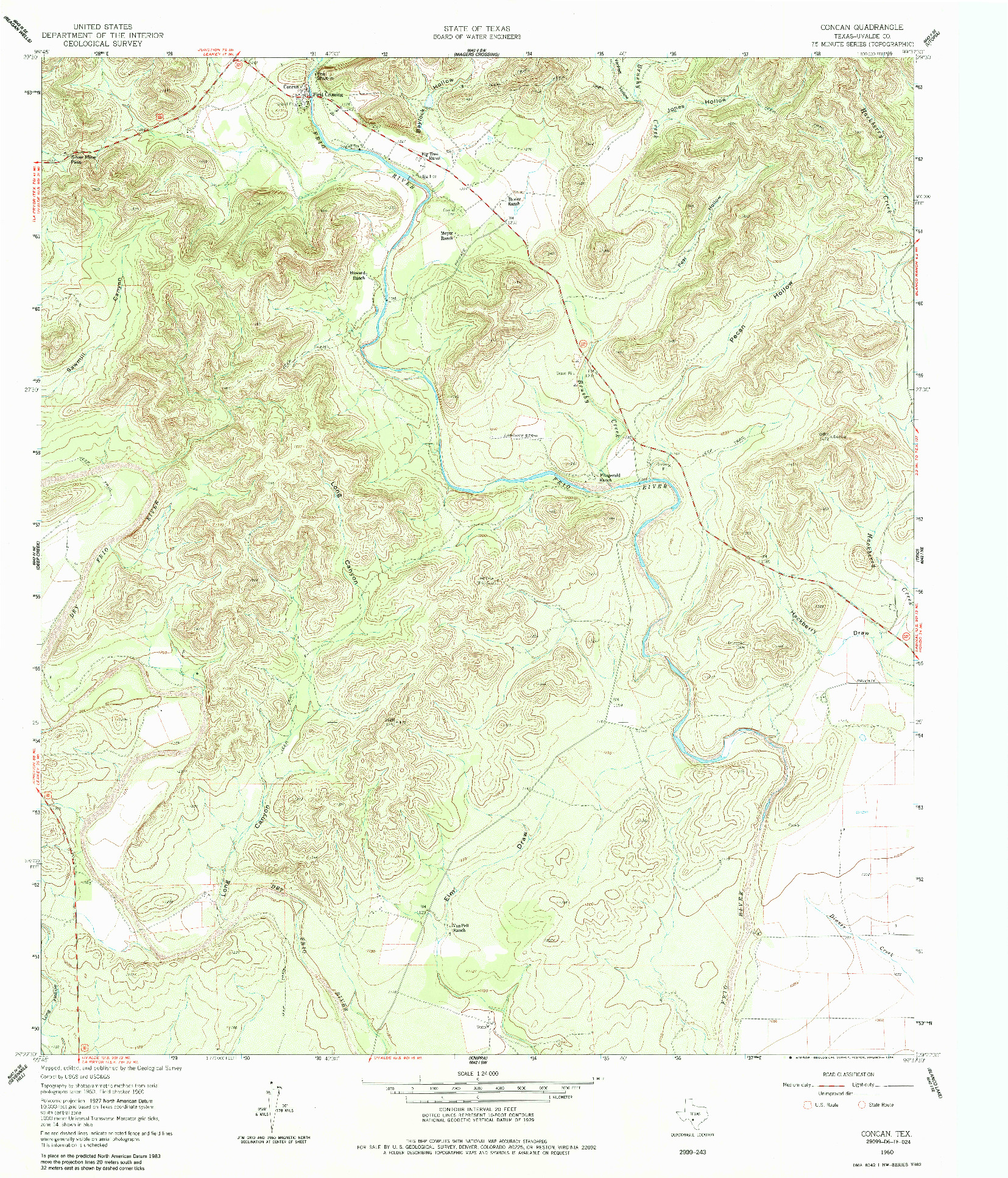 USGS 1:24000-SCALE QUADRANGLE FOR CONCAN, TX 1960