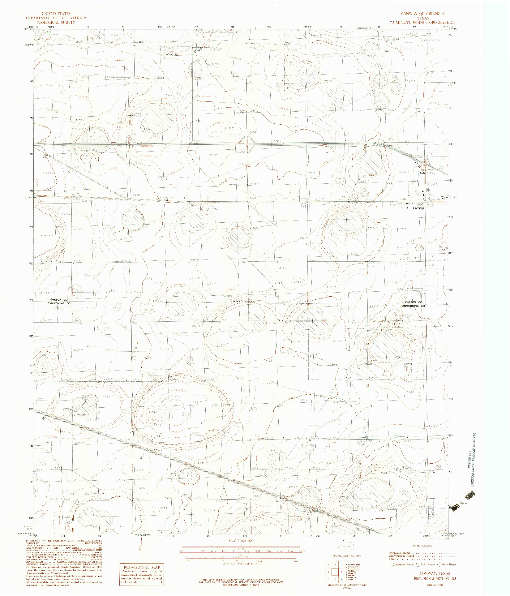 USGS 1:24000-SCALE QUADRANGLE FOR CONWAY, TX 1983