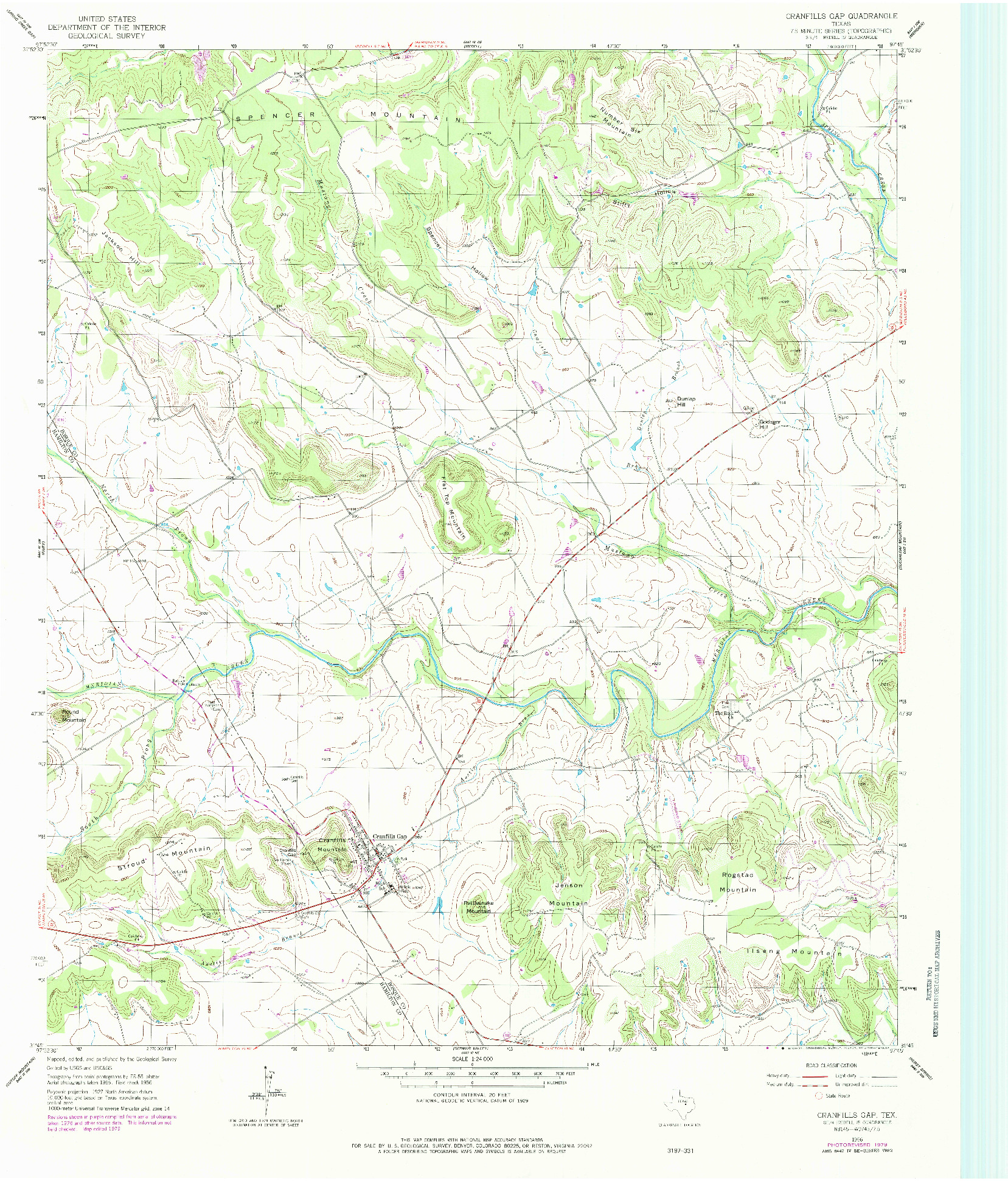 USGS 1:24000-SCALE QUADRANGLE FOR CRANFILLS GAP, TX 1956