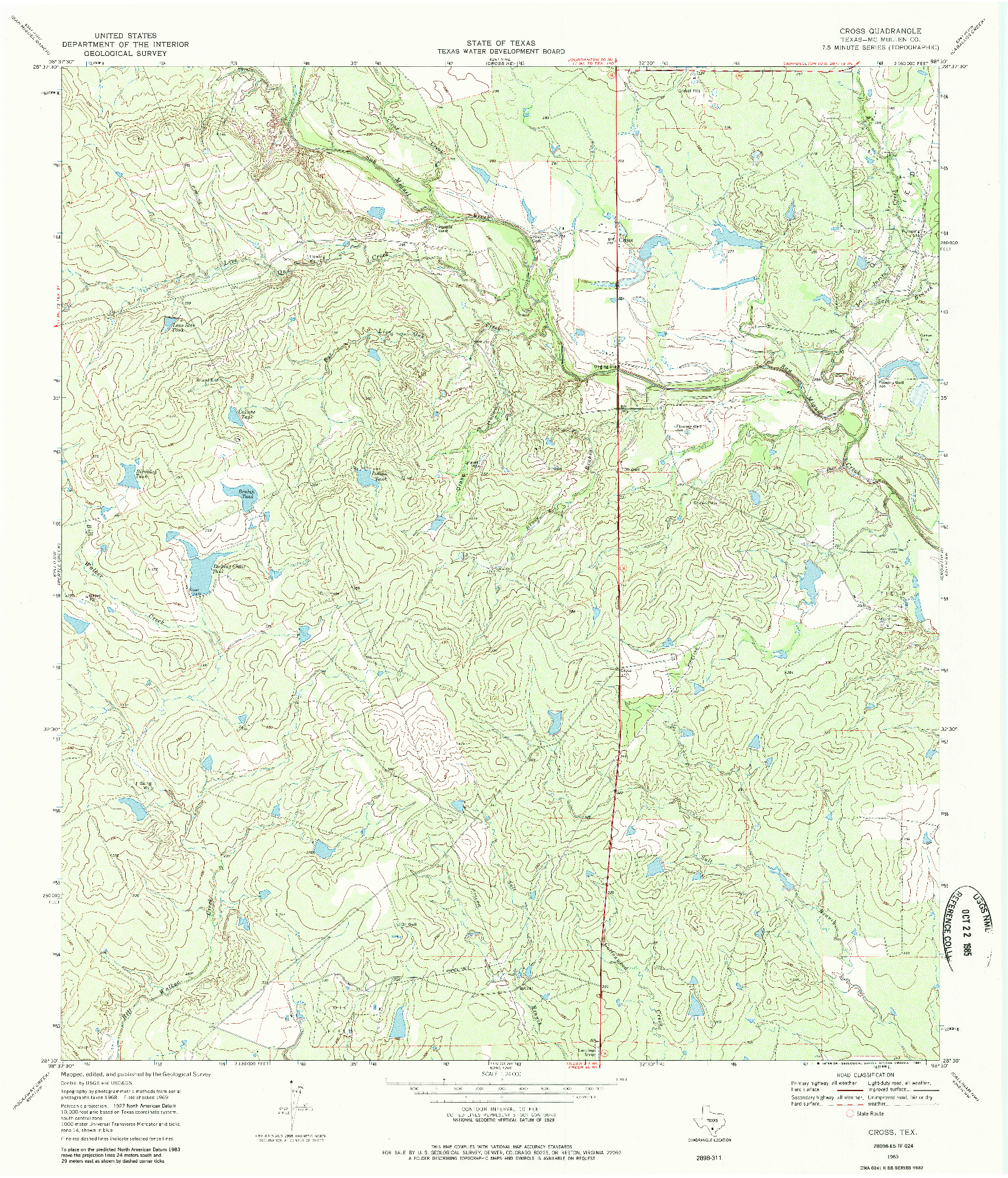 USGS 1:24000-SCALE QUADRANGLE FOR CROSS, TX 1969