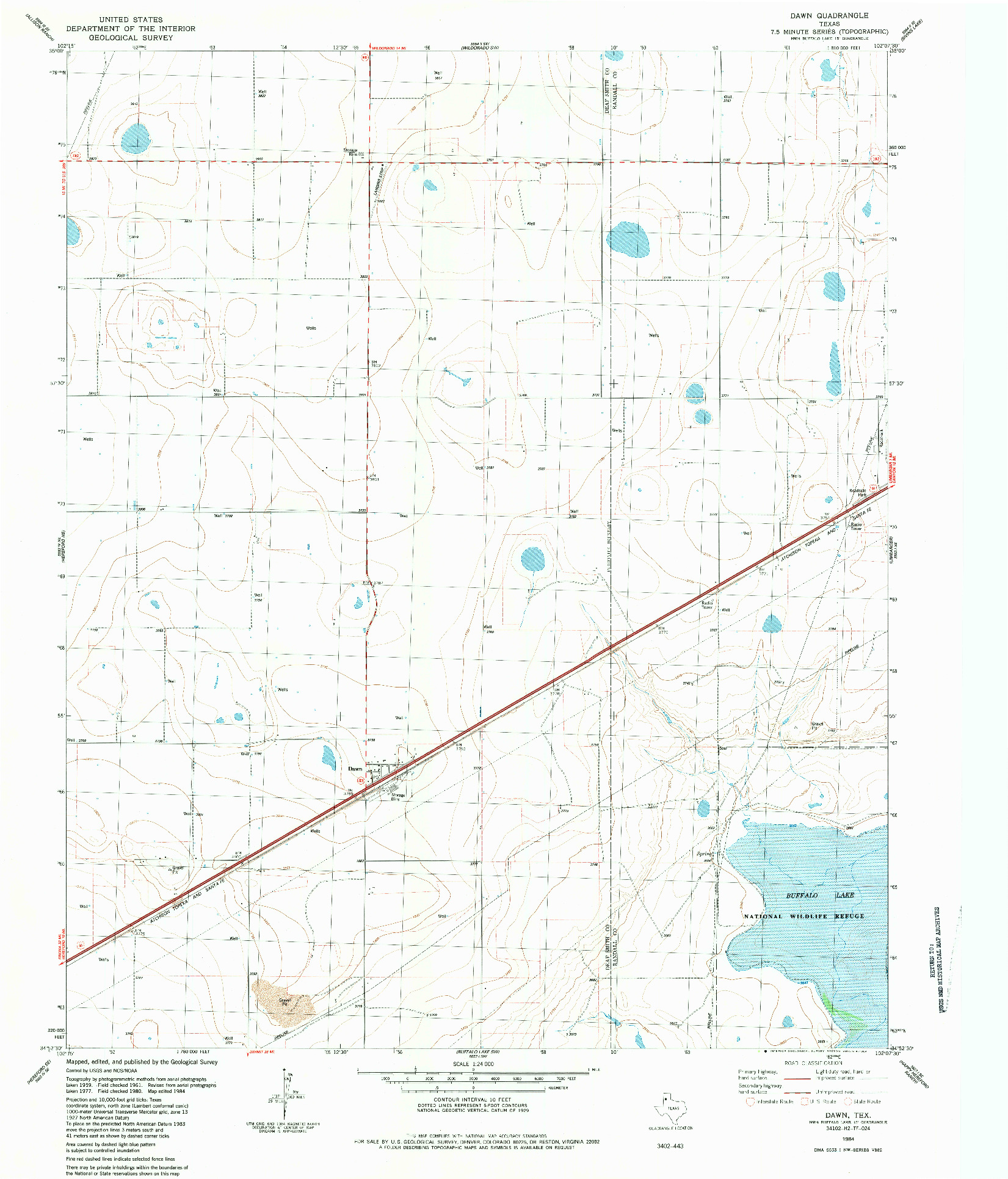 USGS 1:24000-SCALE QUADRANGLE FOR DAWN, TX 1984