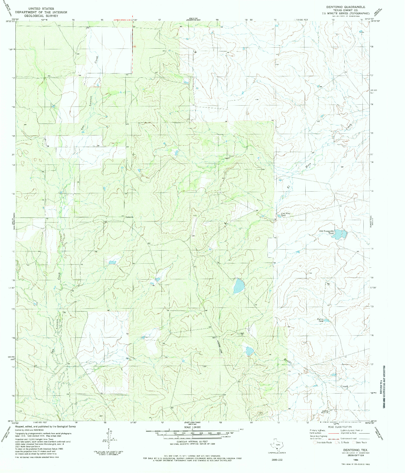 USGS 1:24000-SCALE QUADRANGLE FOR DENTONIO, TX 1984