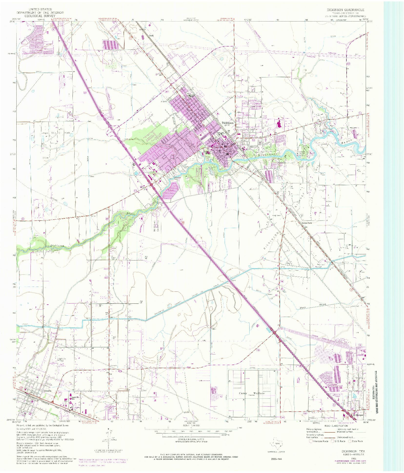 USGS 1:24000-SCALE QUADRANGLE FOR DICKINSON, TX 1955