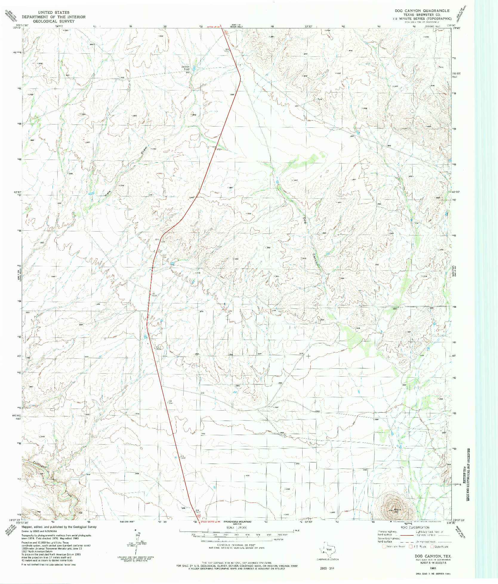USGS 1:24000-SCALE QUADRANGLE FOR DOG CANYON, TX 1983
