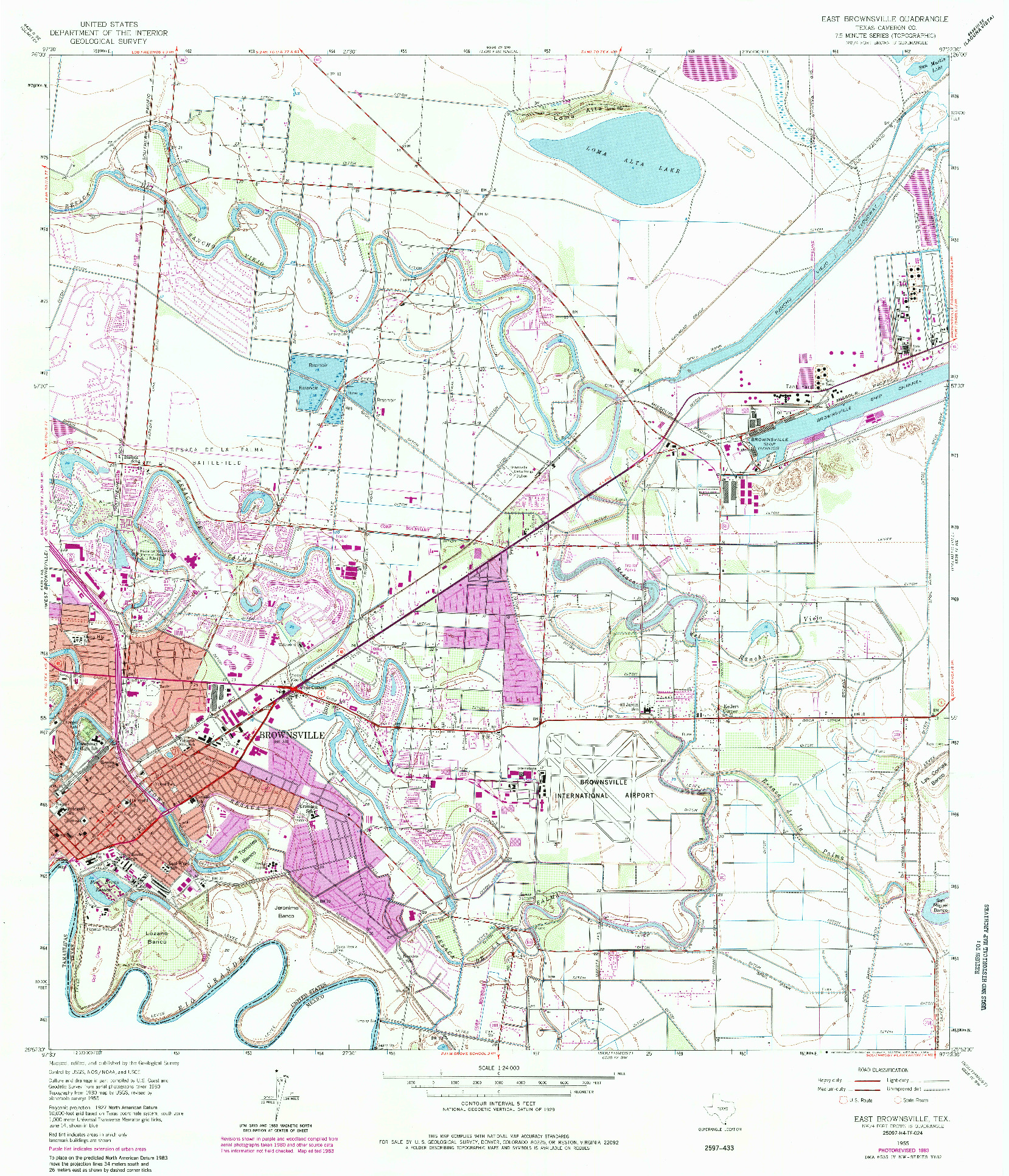 USGS 1:24000-SCALE QUADRANGLE FOR EAST BROWNSVILLE, TX 1955