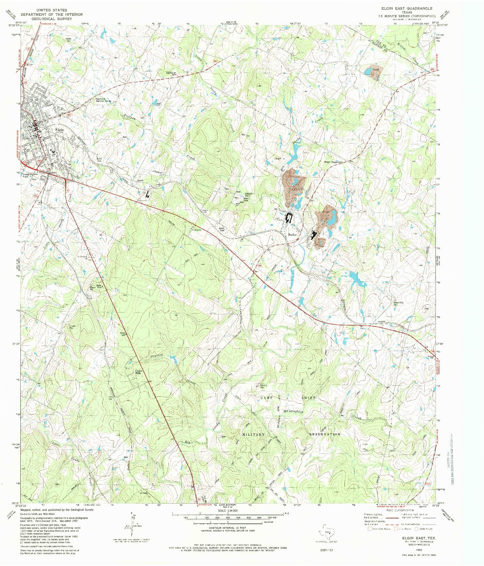 USGS 1:24000-SCALE QUADRANGLE FOR ELGIN EAST, TX 1982