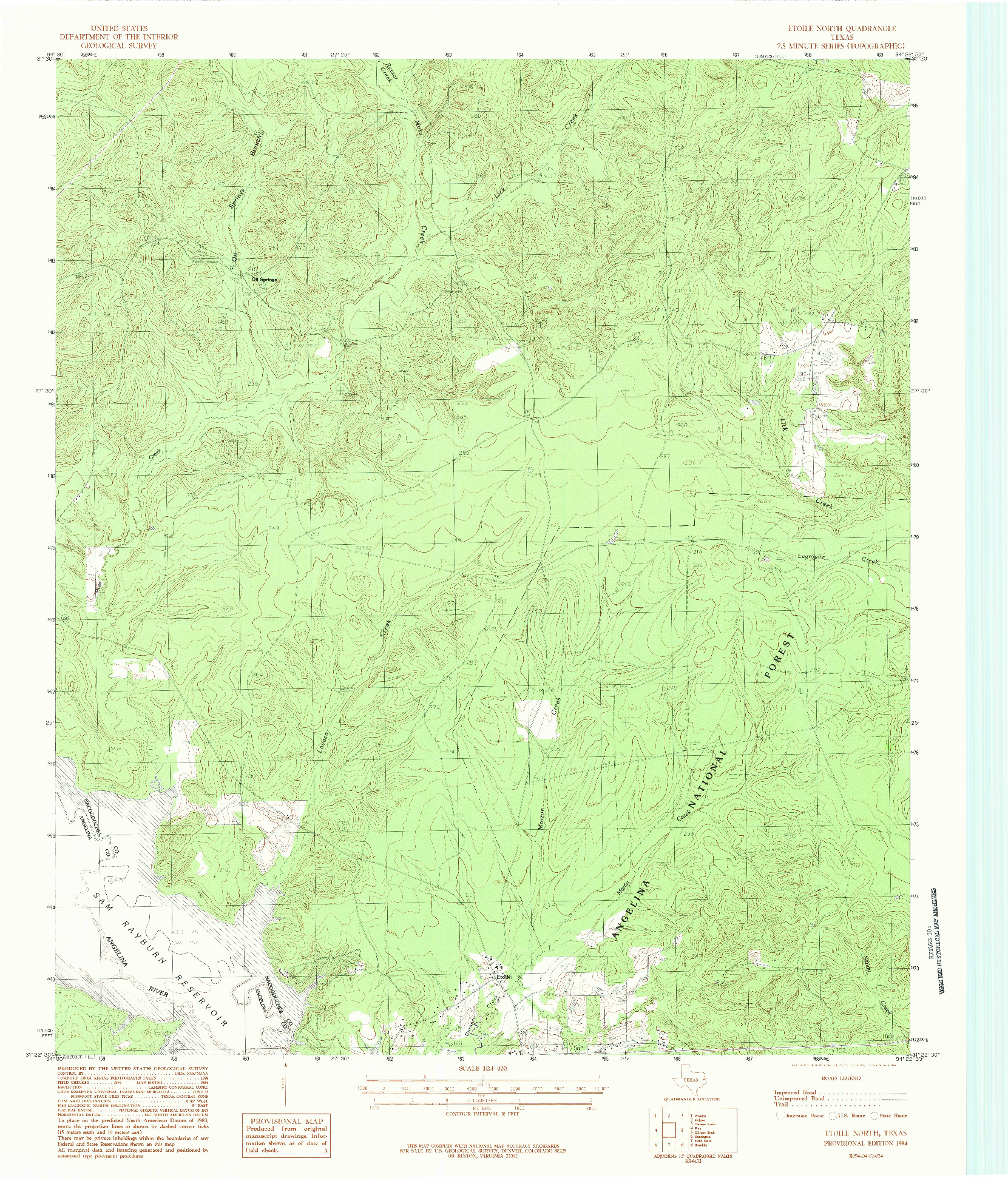 USGS 1:24000-SCALE QUADRANGLE FOR ETOILE NORTH, TX 1984