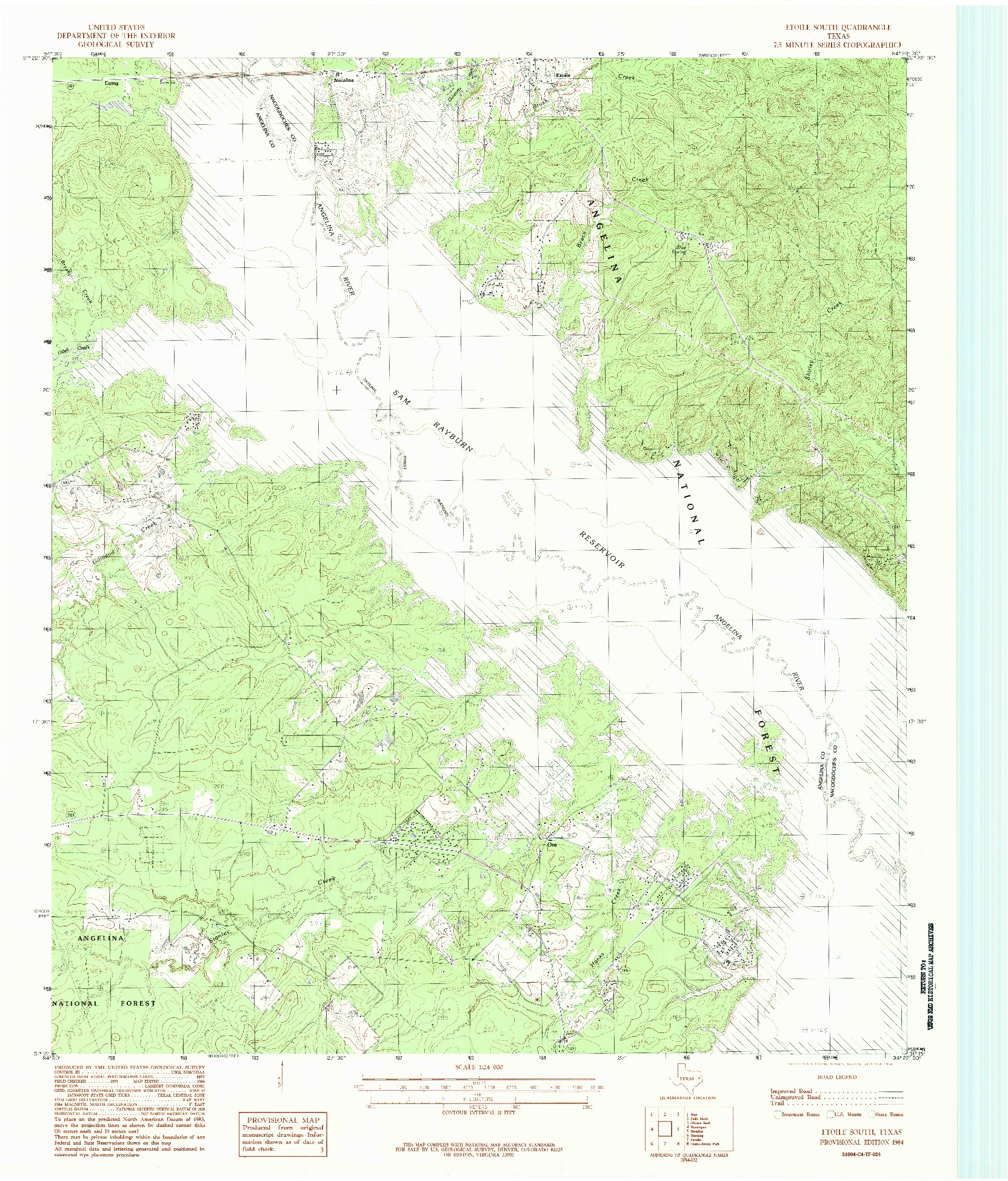 USGS 1:24000-SCALE QUADRANGLE FOR ETOILE SOUTH, TX 1984