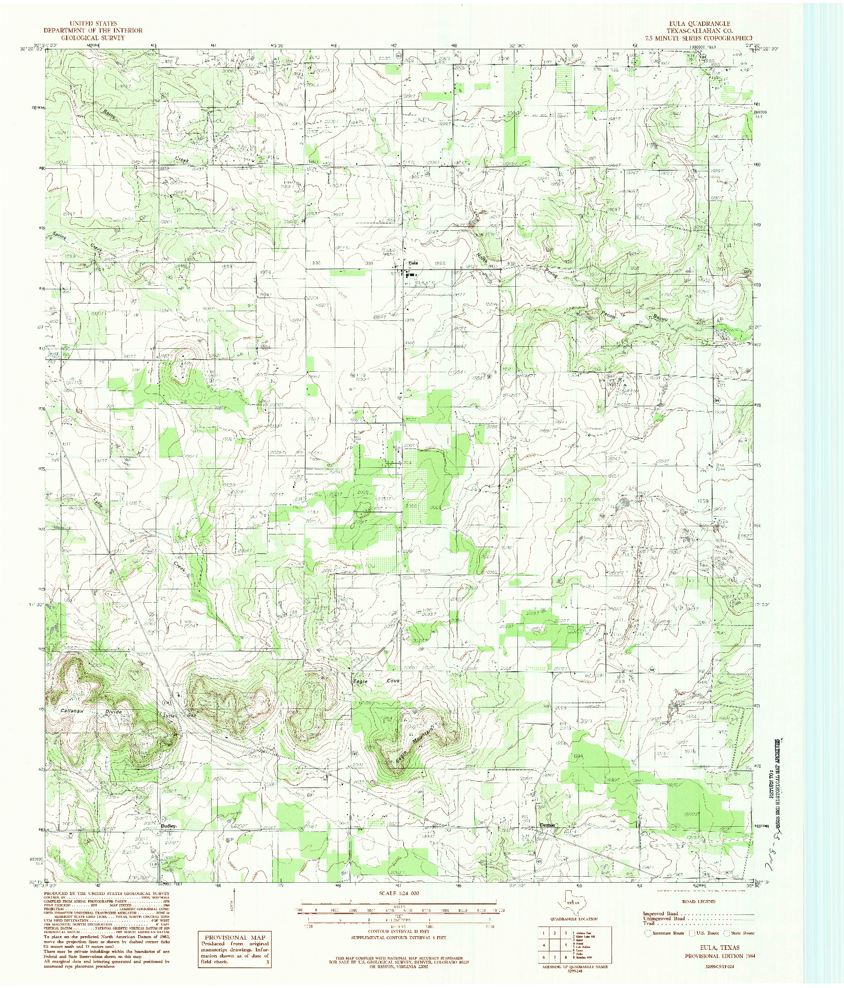 USGS 1:24000-SCALE QUADRANGLE FOR EULA, TX 1984