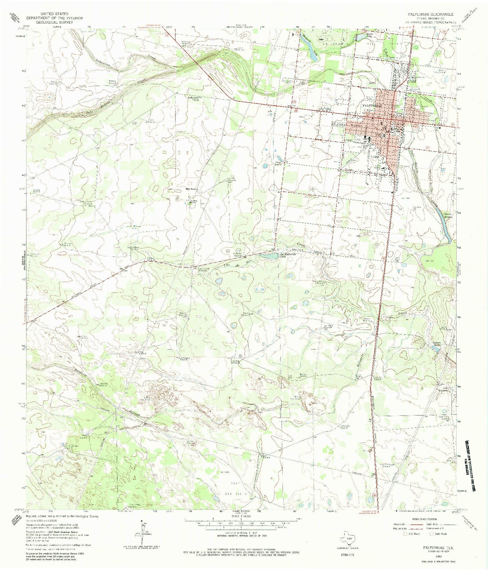 USGS 1:24000-SCALE QUADRANGLE FOR FALFURRIAS, TX 1963