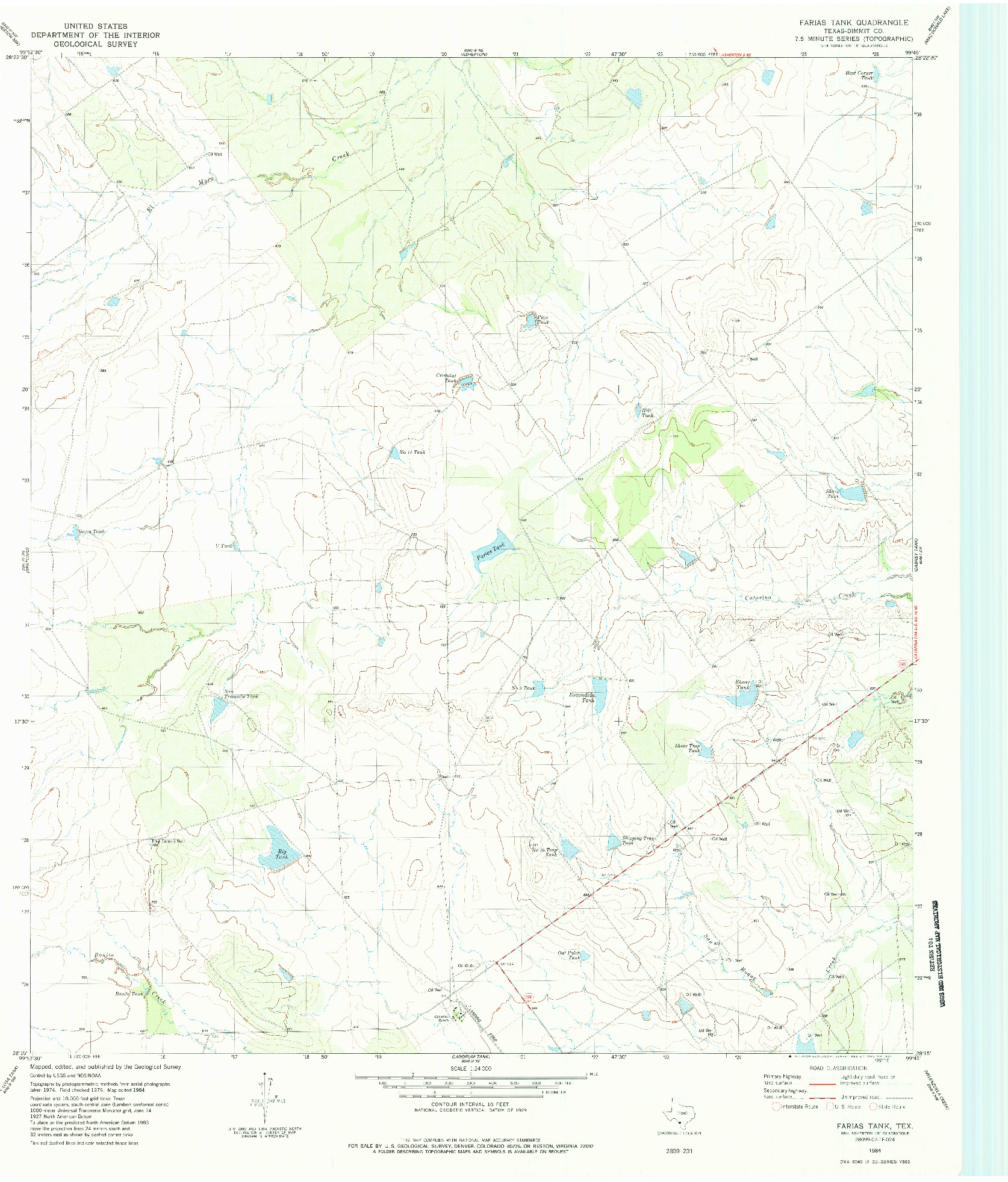 USGS 1:24000-SCALE QUADRANGLE FOR FARIAS TANK, TX 1984