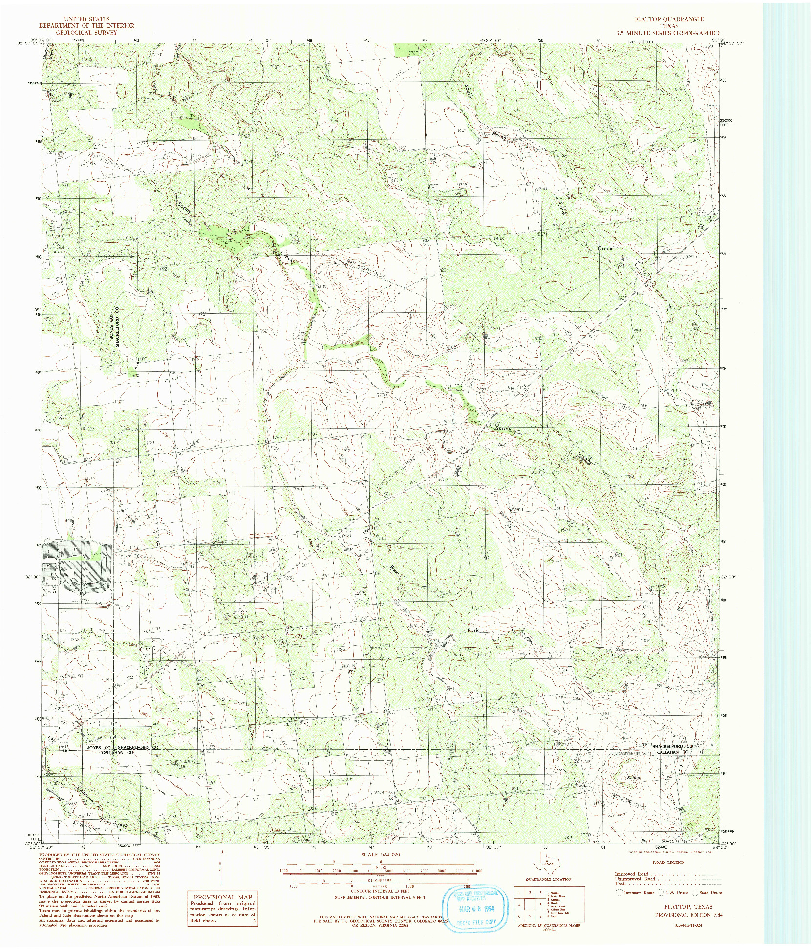 USGS 1:24000-SCALE QUADRANGLE FOR FLATTOP, TX 1984