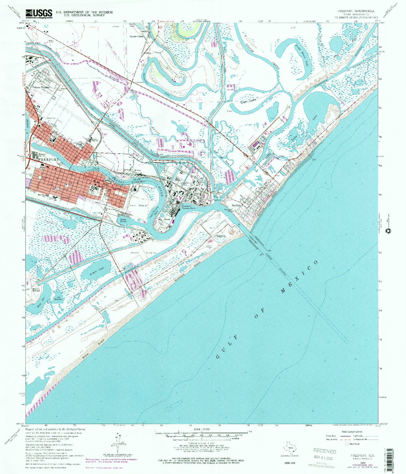 USGS 1:24000-SCALE QUADRANGLE FOR FREEPORT, TX 1964