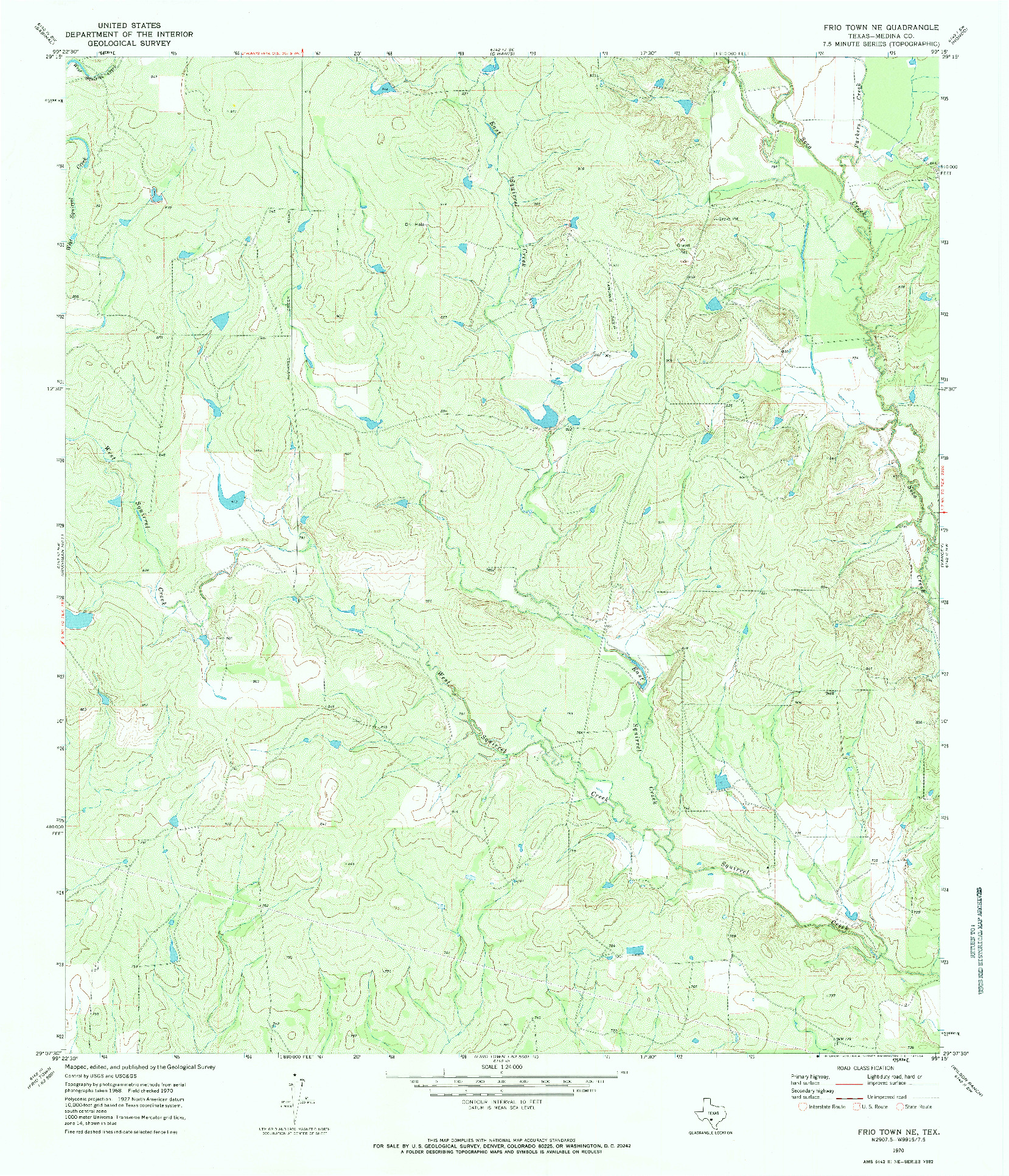 USGS 1:24000-SCALE QUADRANGLE FOR FRIO TOWN NE, TX 1970