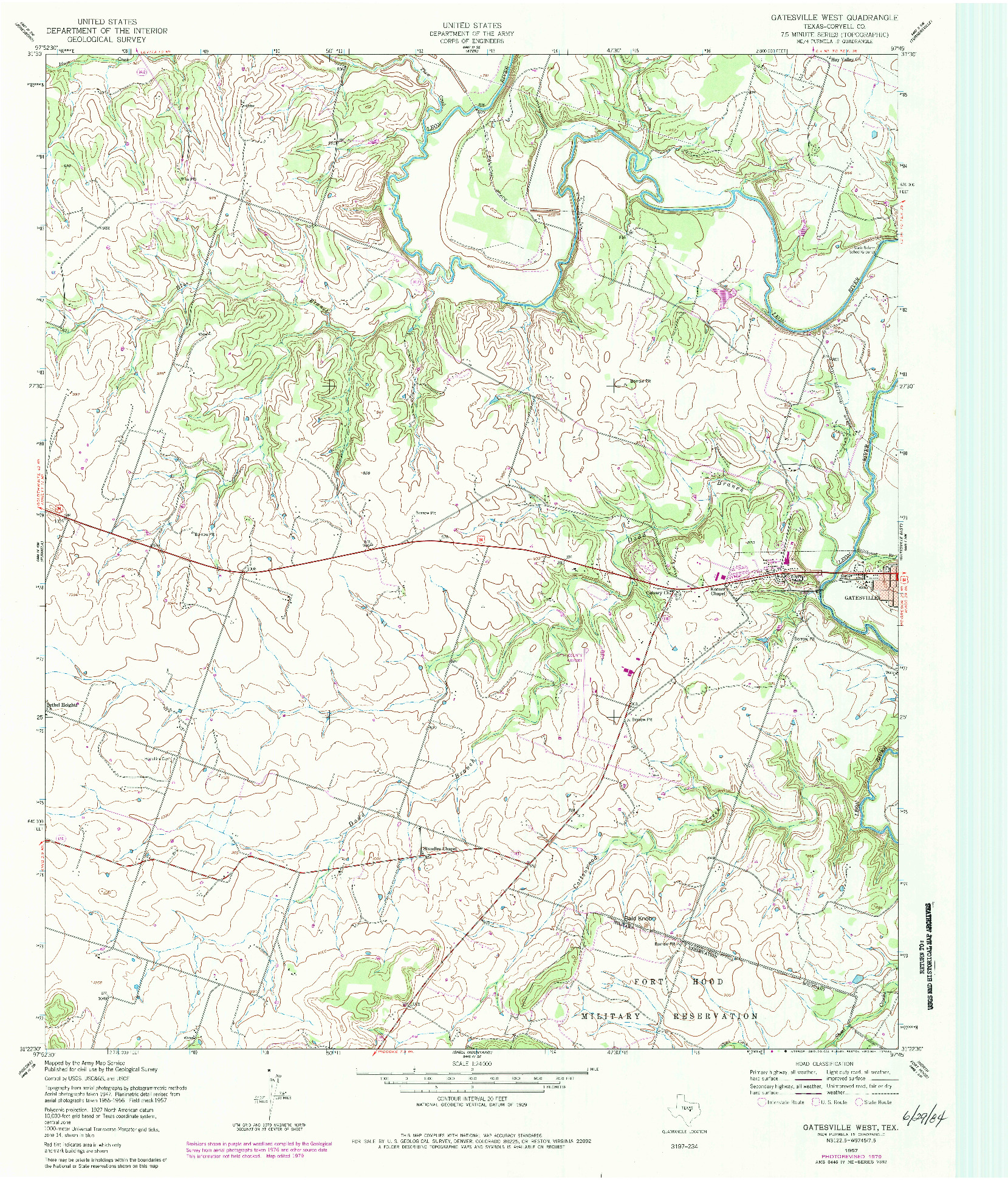 USGS 1:24000-SCALE QUADRANGLE FOR GATESVILLE WEST, TX 1954