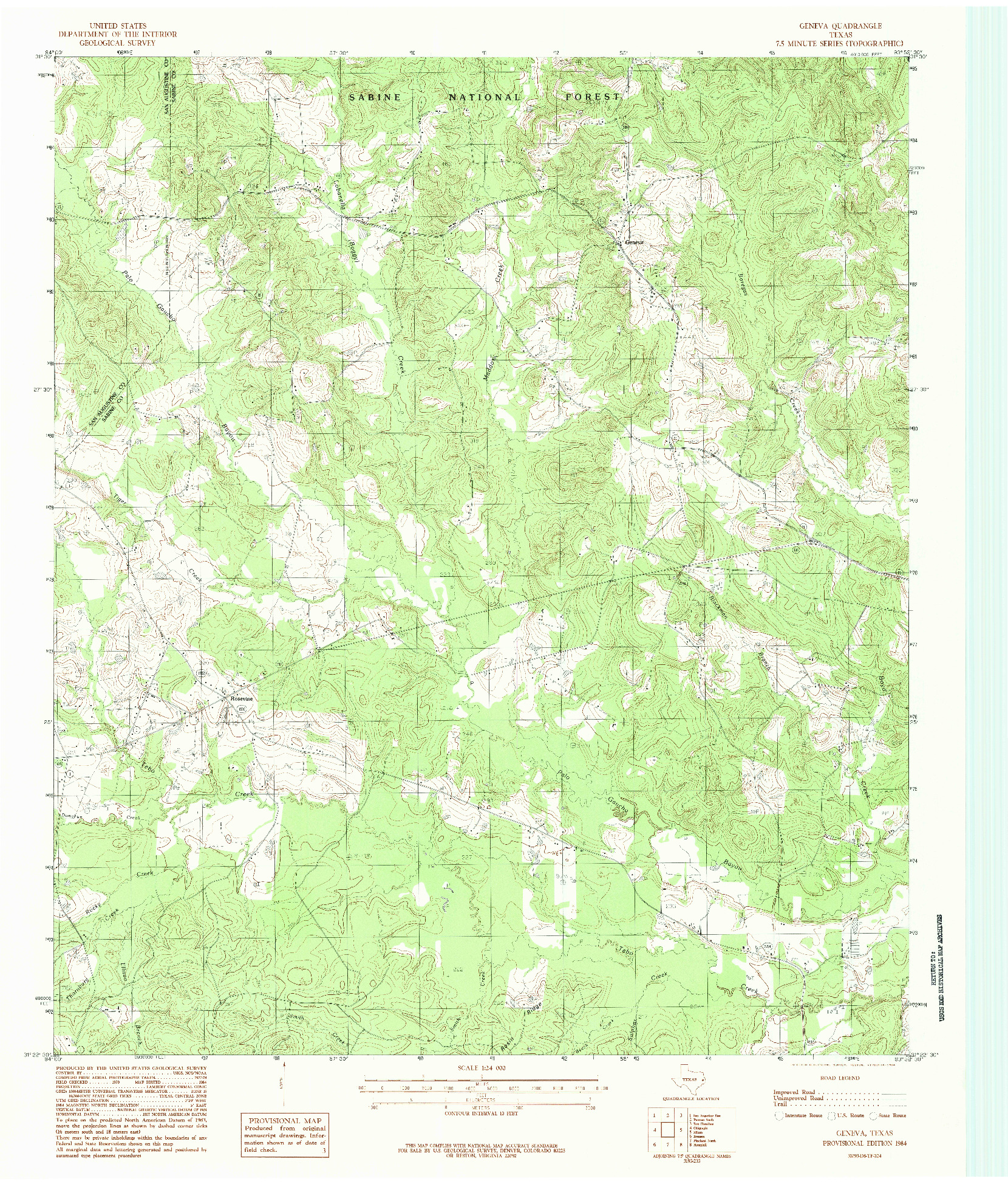 USGS 1:24000-SCALE QUADRANGLE FOR GENEVA, TX 1984