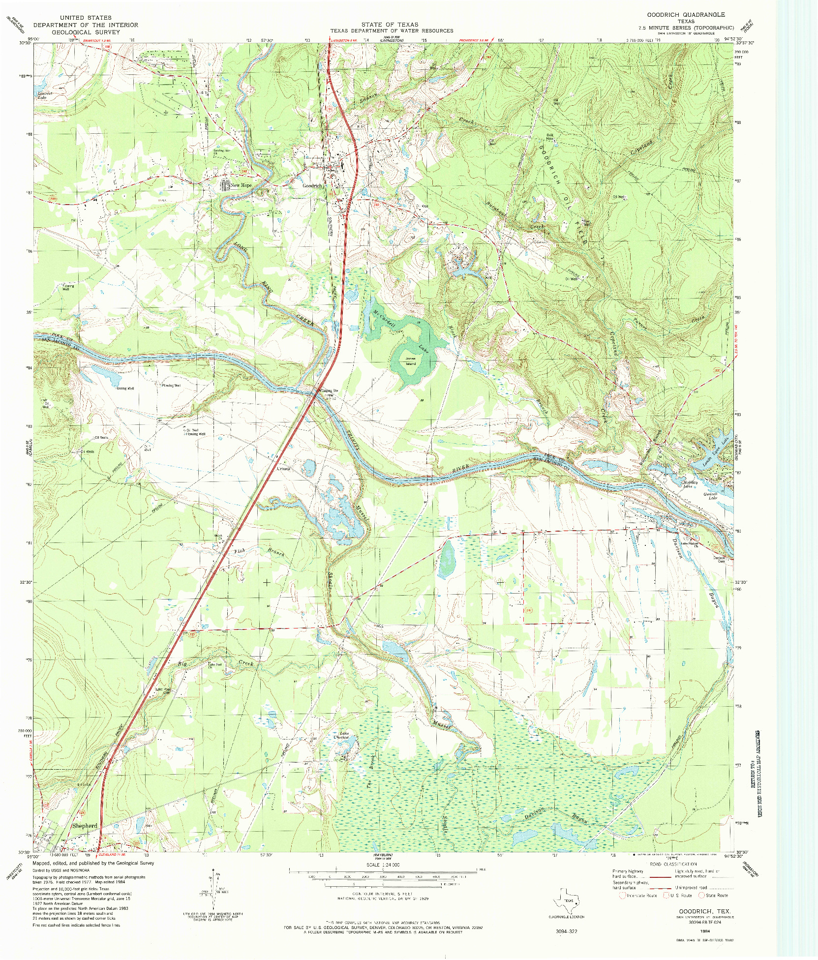 USGS 1:24000-SCALE QUADRANGLE FOR GOODRICH, TX 1984